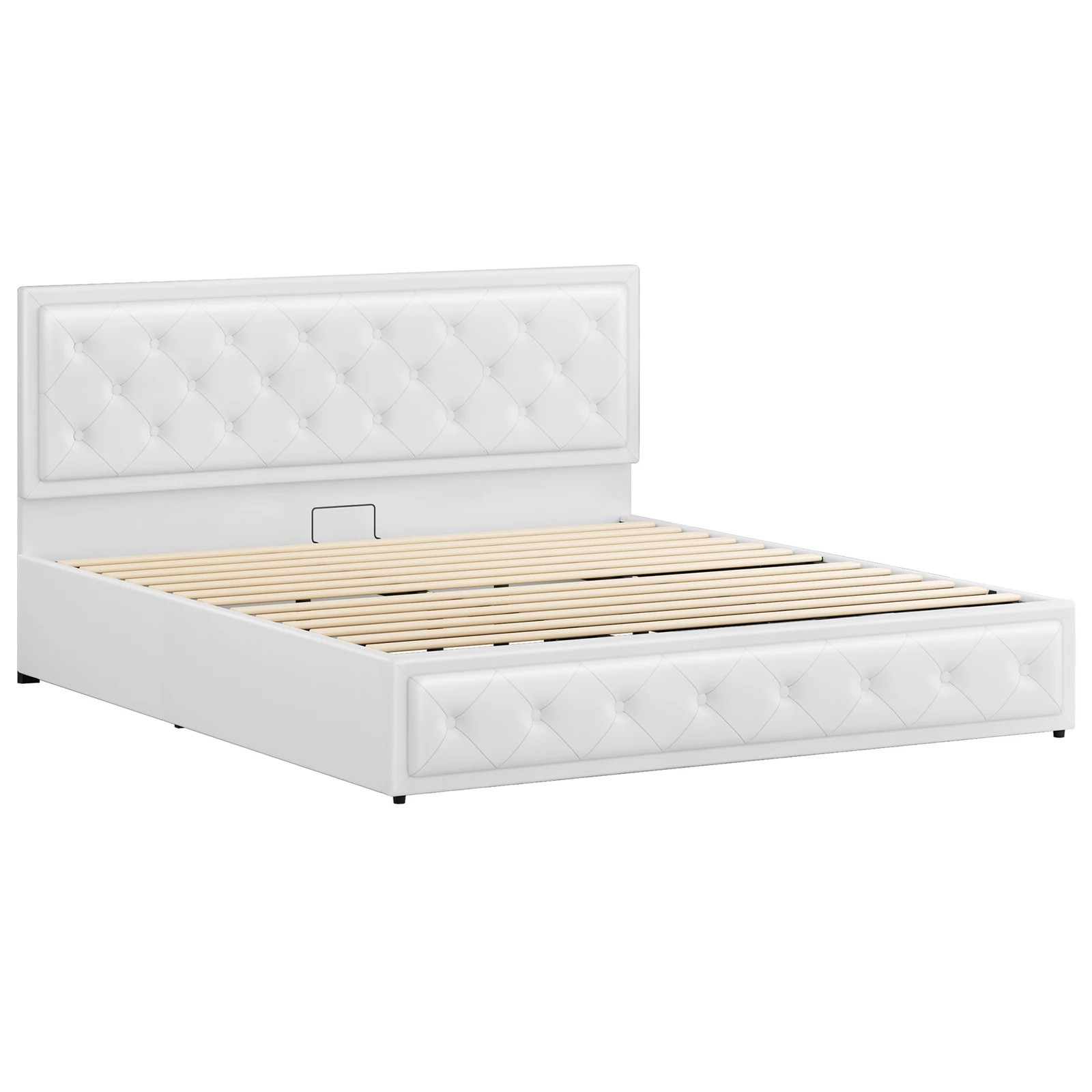 10 Alfordson Bed Frame King Size Gas Lift Storage Mattress Base Leather Dinana - White, 10 of 10