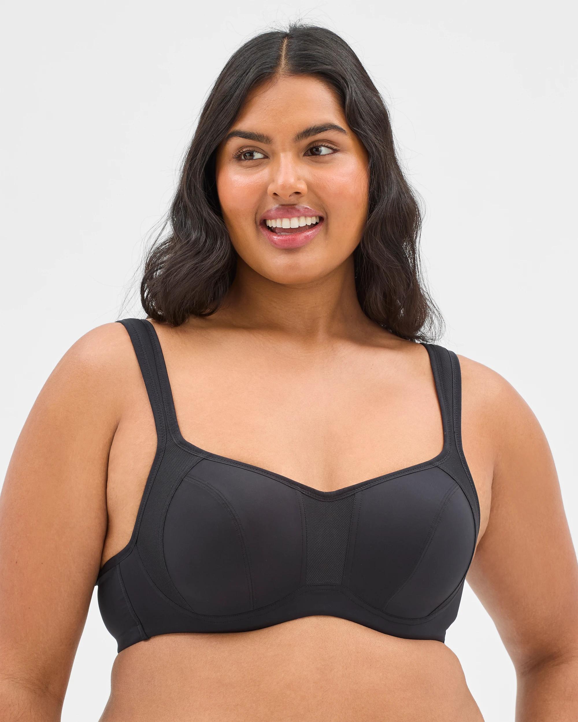 1 Target Womens Ashley Fuller Figure High Impact Underwire Sports Bra BLACK, 1 of 2
