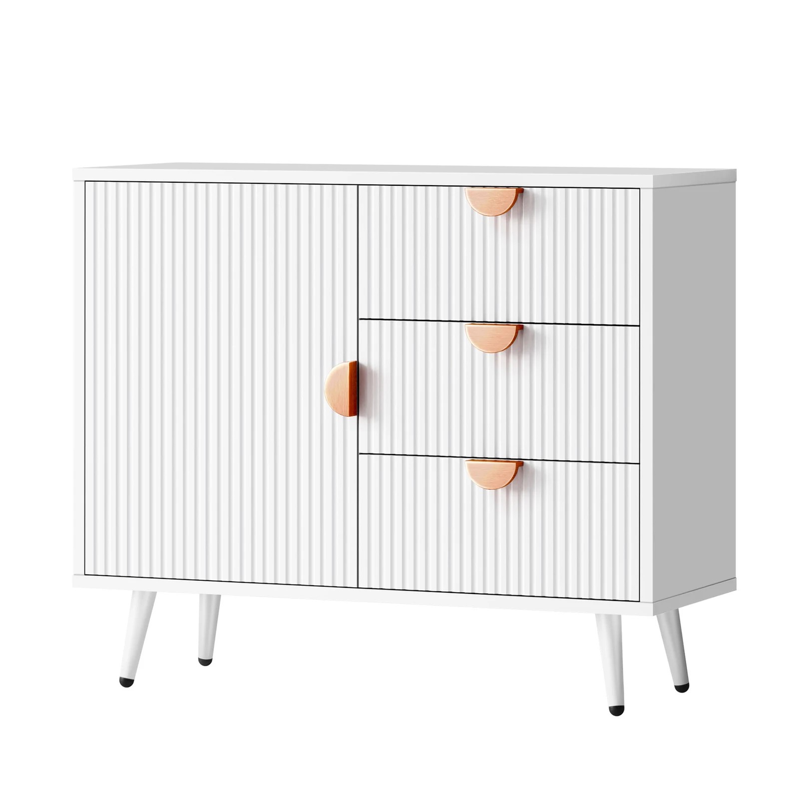 1 Alfordson Buffet Sideboard Storage Cabinet Cupboard Kitchen Hallway Drawers - White, 1 of 10