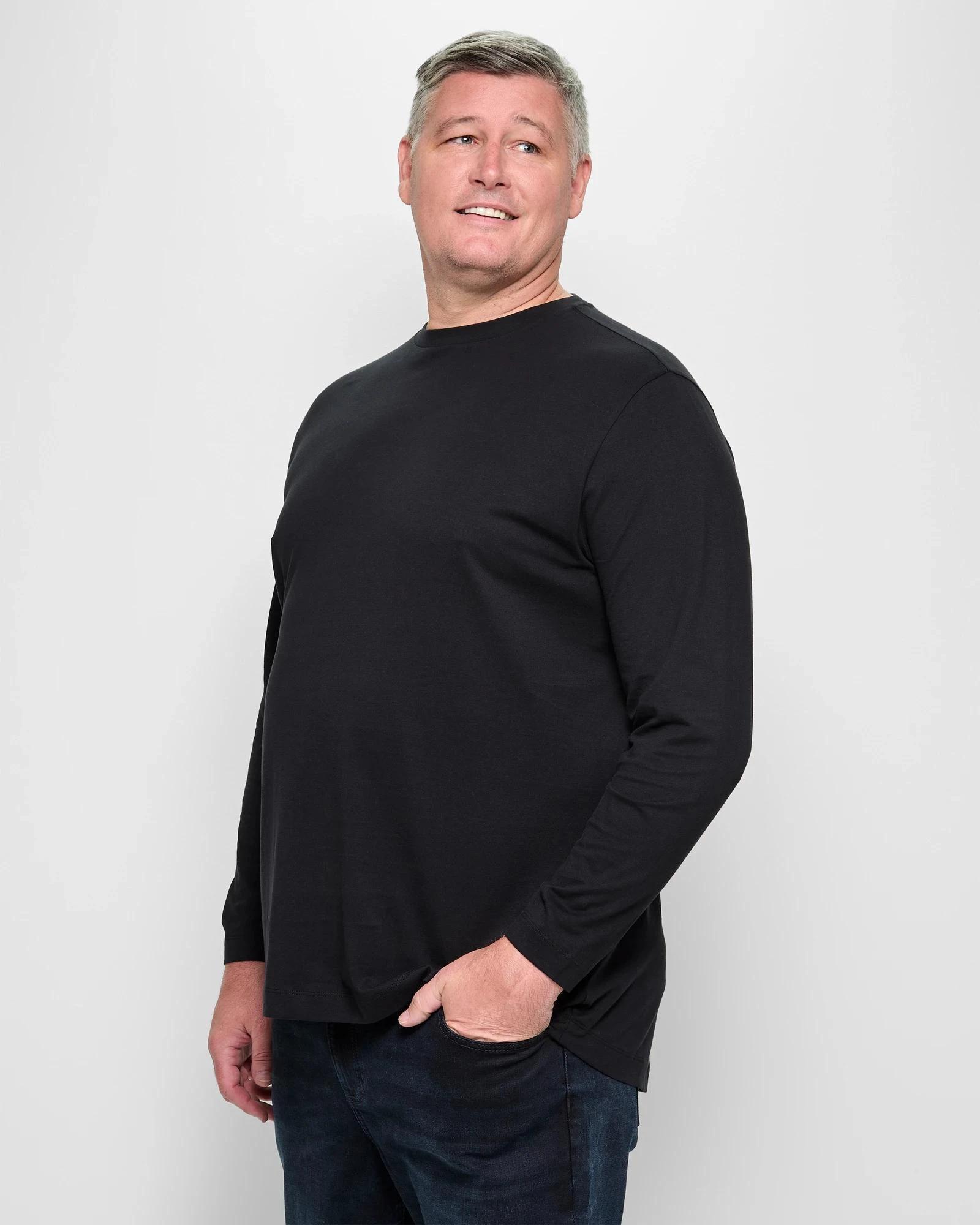 3 Target Man Plus Plus Size Australian Cotton Long Sleeve T-Shirt BLACK, 3 of 5