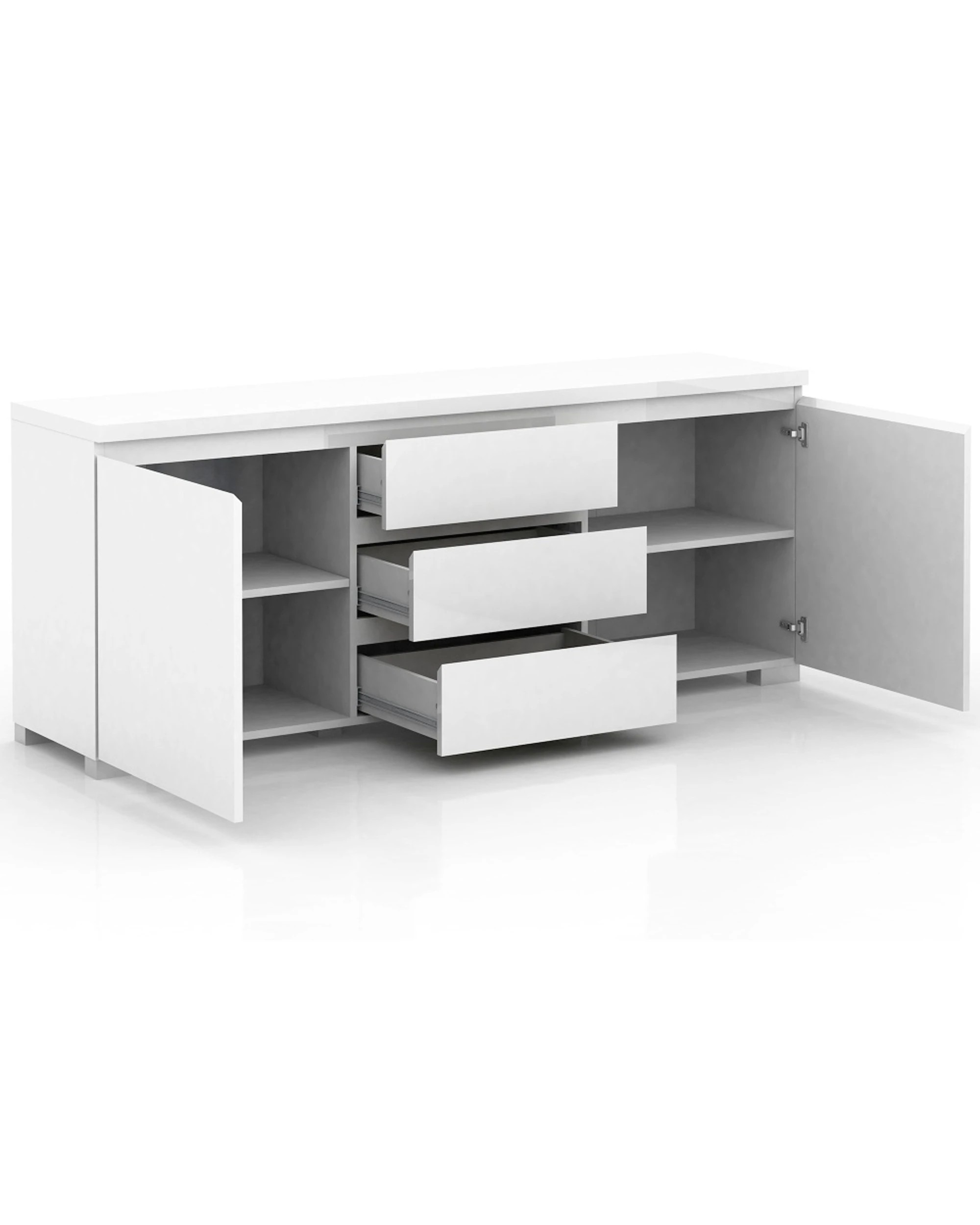 4 Alpine Bay Elara High Gloss Buffet 2 Door 3 Drawer Storage Unit Storage Furniture - White, 4 of 5
