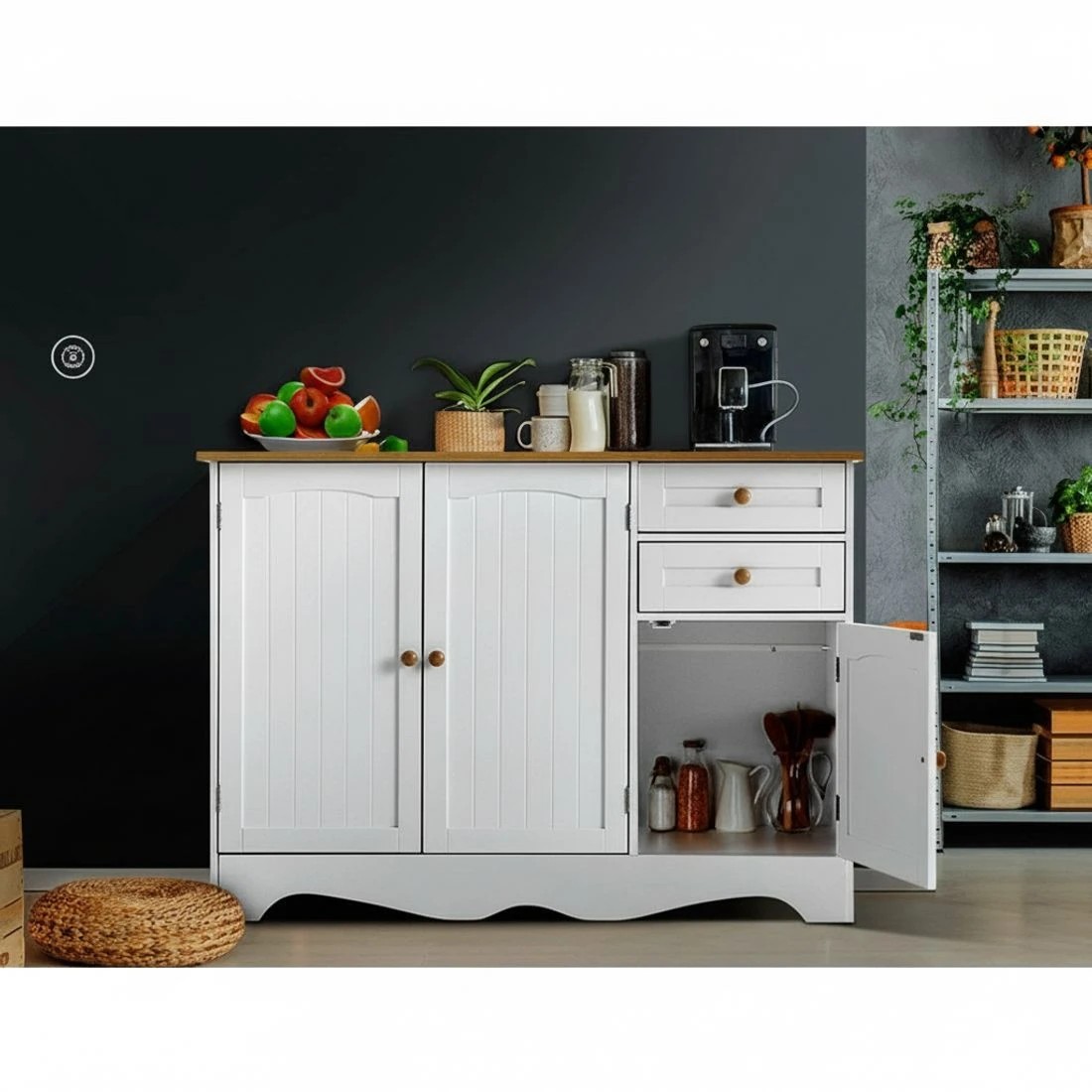 6 Artiss Buffet Sideboard 3 Doors - White, 6 of 8