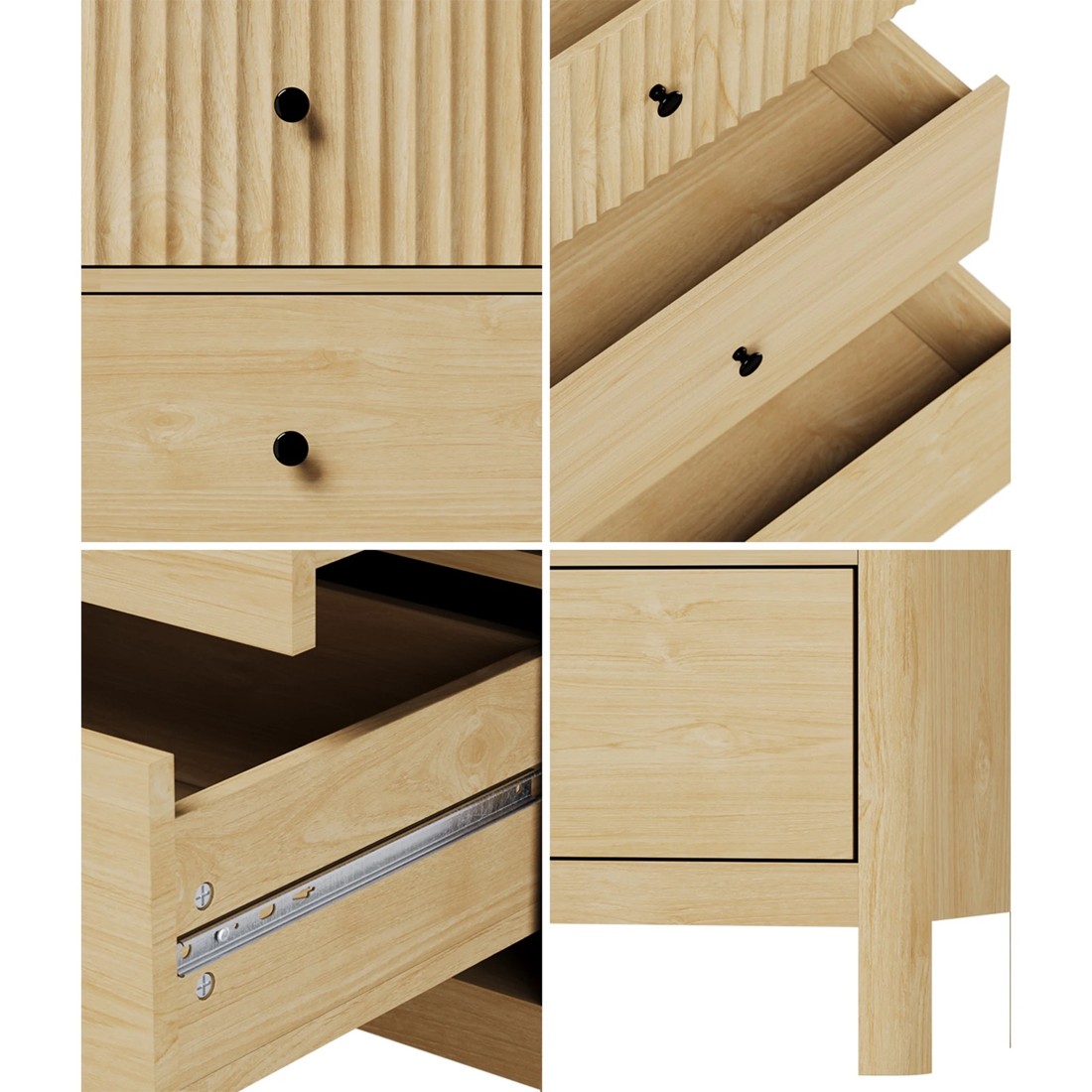 4 Oikiture 6 Chest Of Drawers Dresser Lowboy Storage Cabinet
 - Natural, 4 of 10