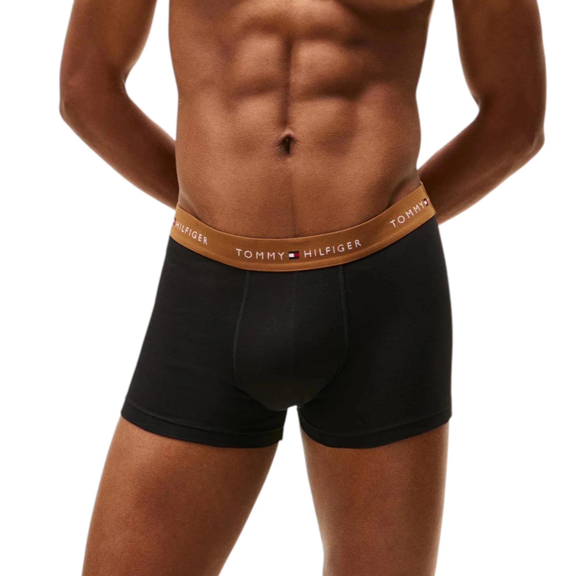 6 Tommy Hilfiger 3 Pack Mens Essential Boxer Cotton Trunks Underwear BLACK MULTI, 6 of 7