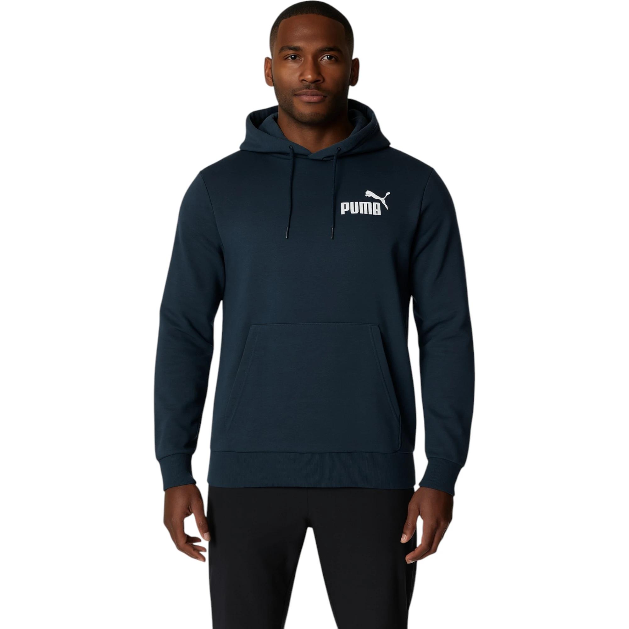 1 Puma Mens Essentials Small Logo Hoodie Dark Night Blue, 1 of 8