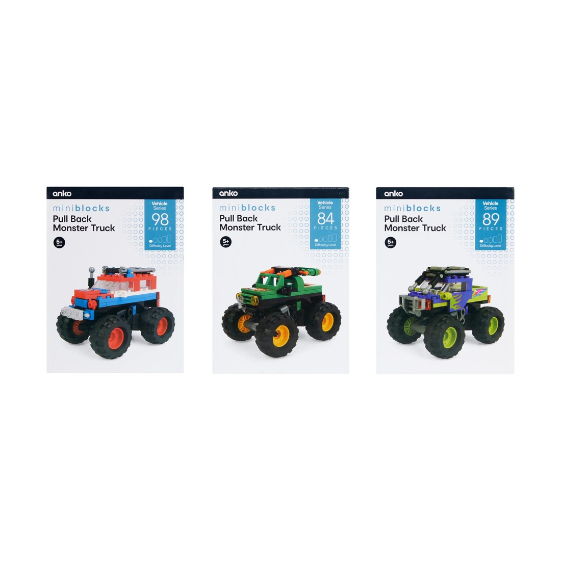 1 Mini Blocks Vehicle Series: Pull Back Monster Truck - Assorted, 1 of 6
