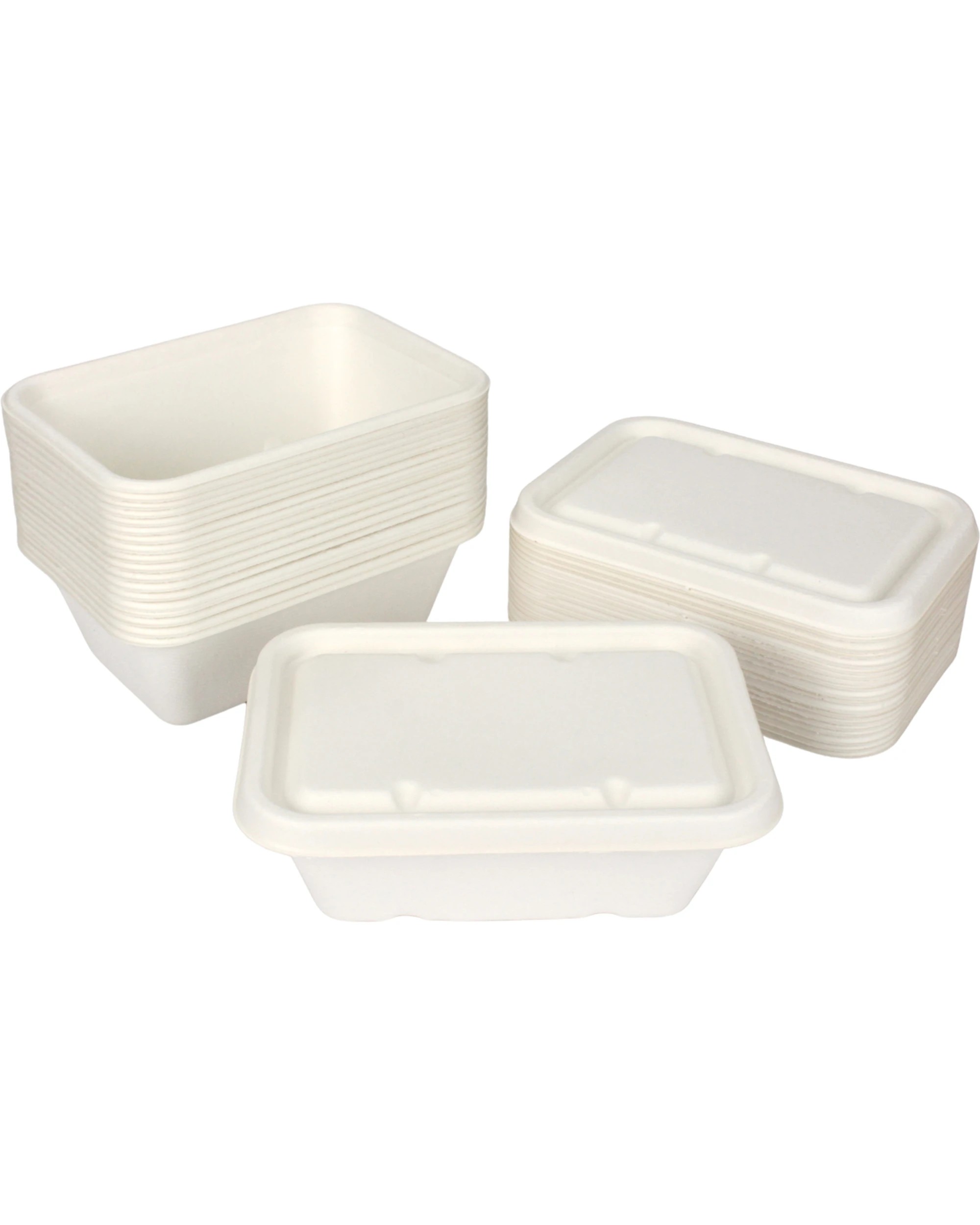 1 Lemon & Lime Eco Sugar Cane Food Containers With Lids 750ml Value Pack of 20 - White, 1 of 3