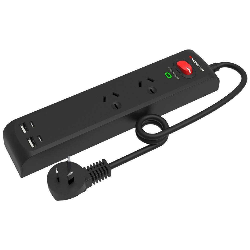 3 Monster 2 Socket 4 USB Surge Protector Black, 3 of 3