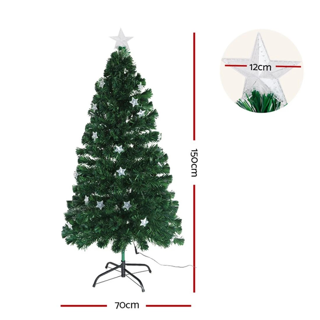 2 Jingle Jollys 1.5m Christmas Tree Optic Fibre LED Xmas tree Multi Colour - Green, 2 of 8