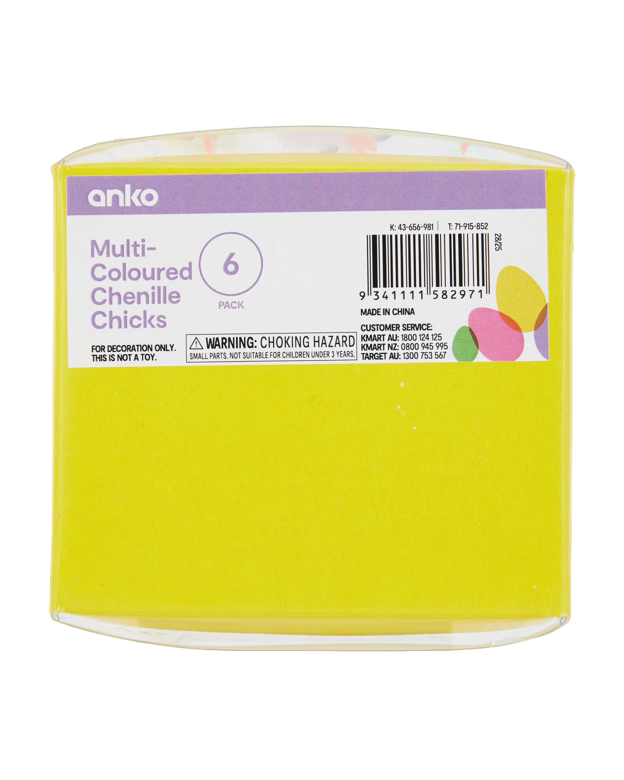 4 6 Pack Multi-Coloured Chenille Chicks, 4 of 4