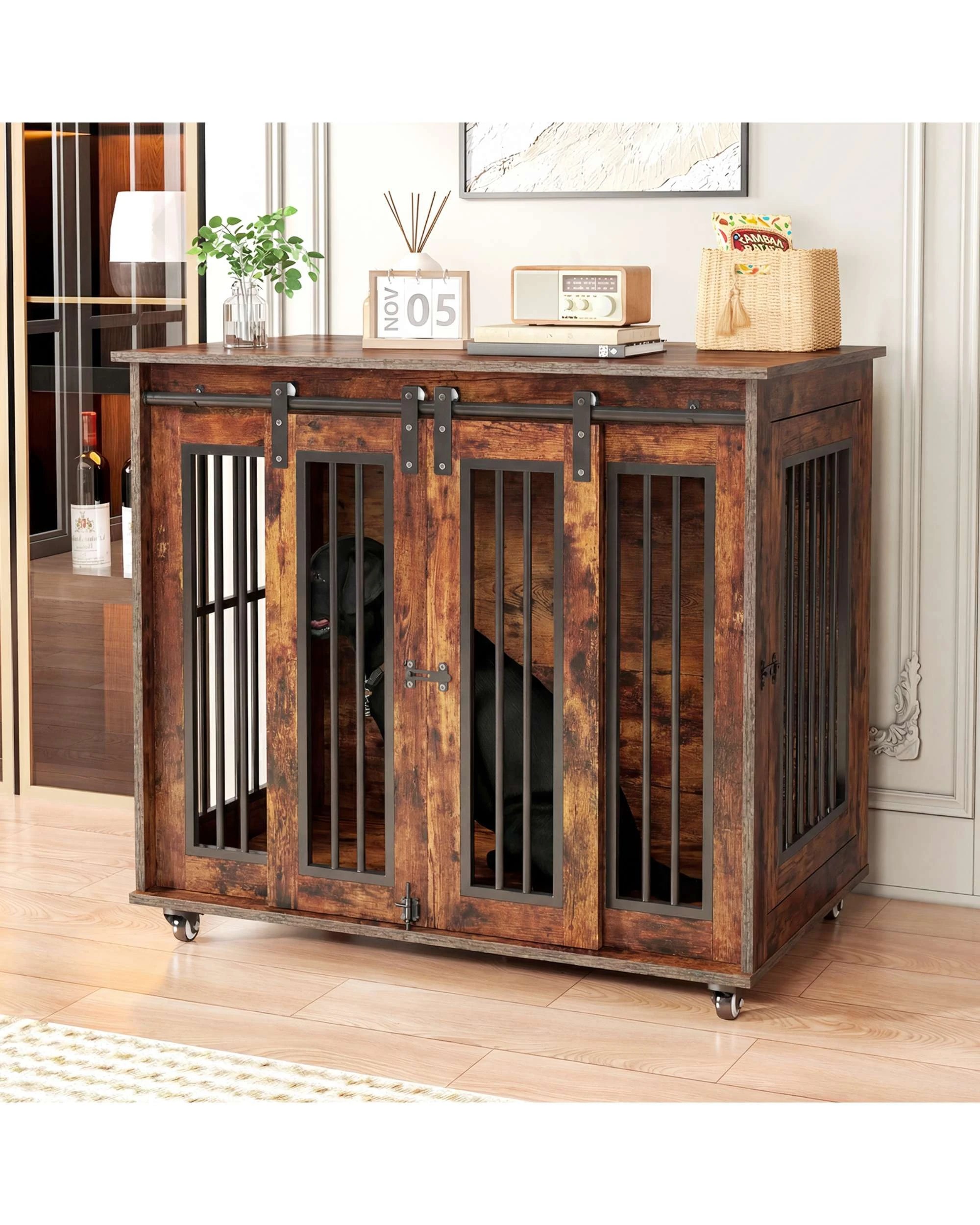 2 Advwin Dog Crate Furniture Heavy Duty Dog Cage Kennel, 2 of 8