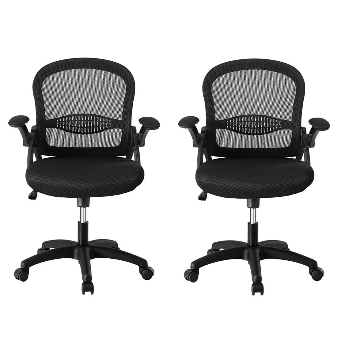 3 Artiss 2x Mesh Office Chair Computer Gaming Desk Chairs Work Study Mid - Black, 3 of 6