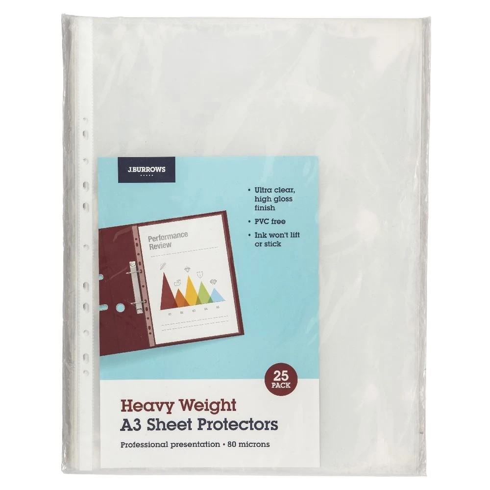 2 J.Burrows A3 80 Micron Sheet Protectors 25 Pack, 2 of 3