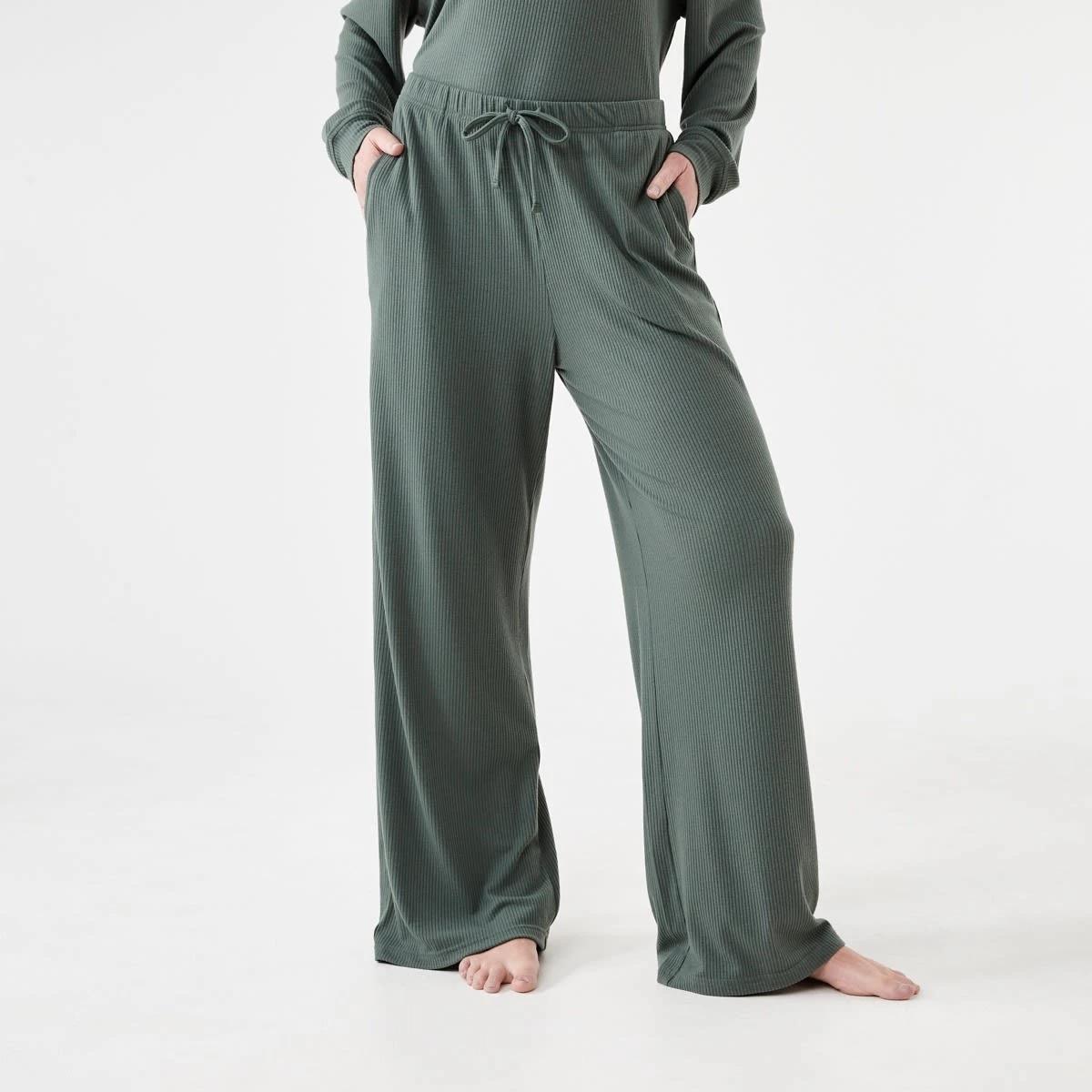 1 Brushed Rib Flare Pants Smke Green, 1 of 6