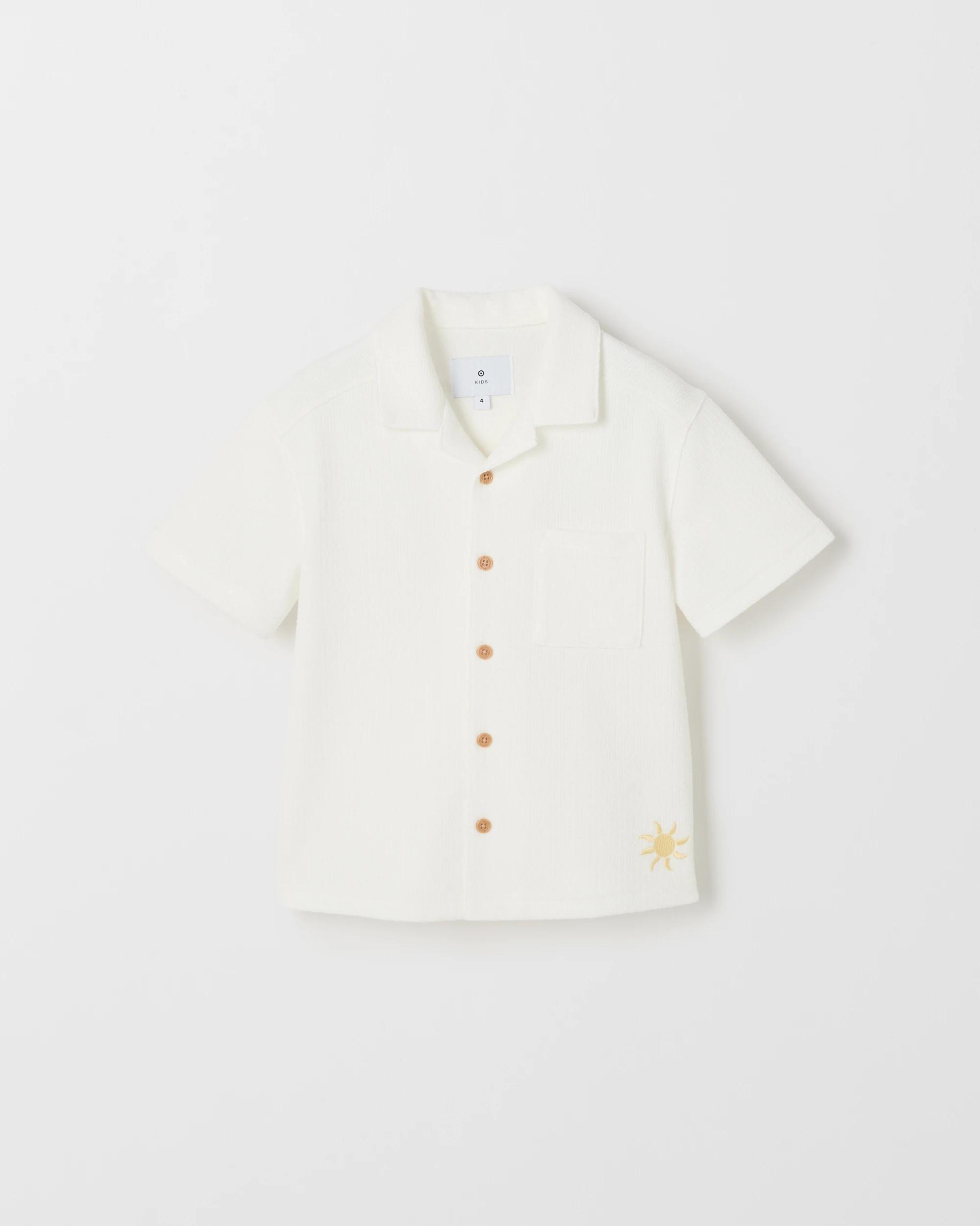 1 Target Kids Short Sleeve Textured Shirt CREAM, 1 of 2