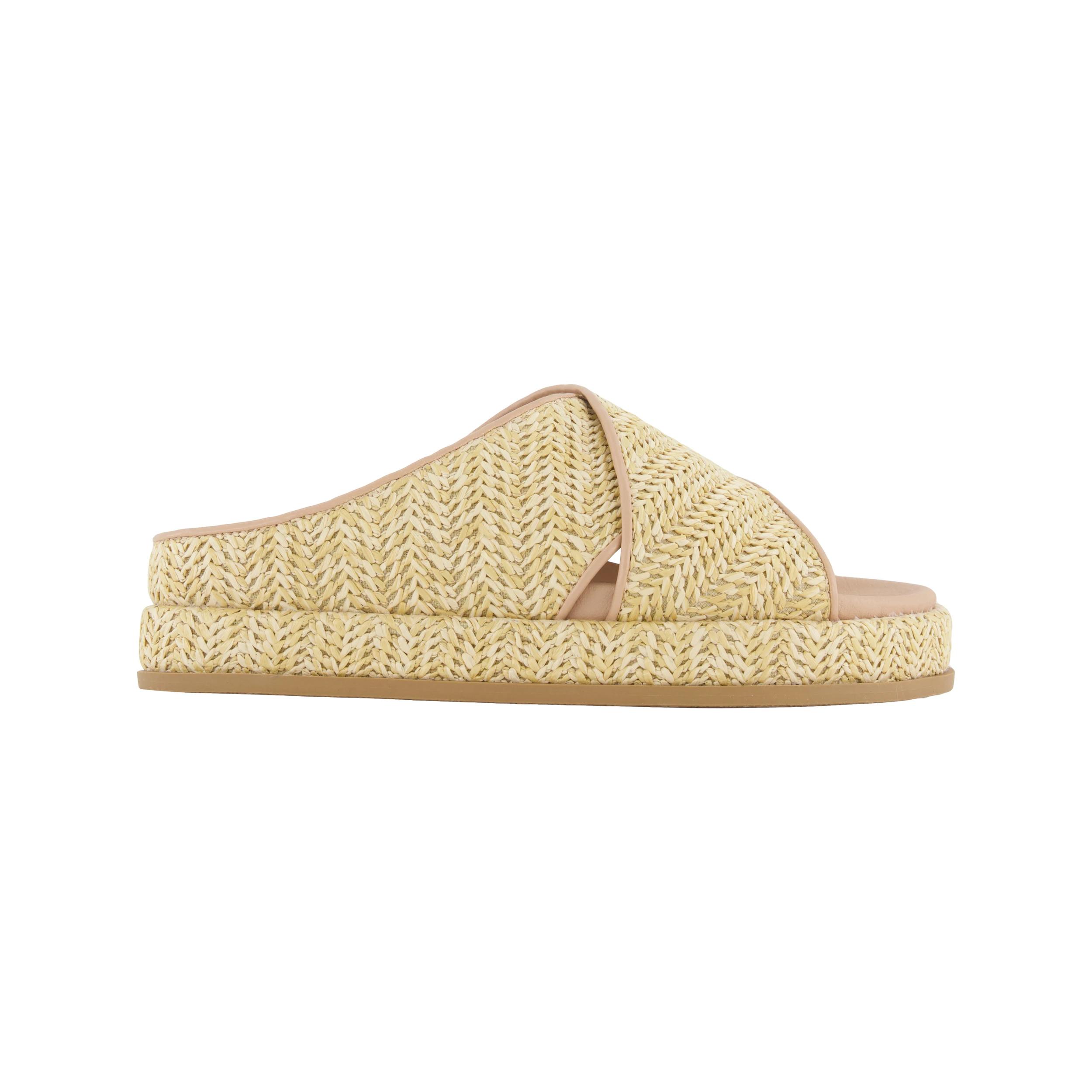 1 Raffia Crossover Platform Slides Natural, 1 of 3