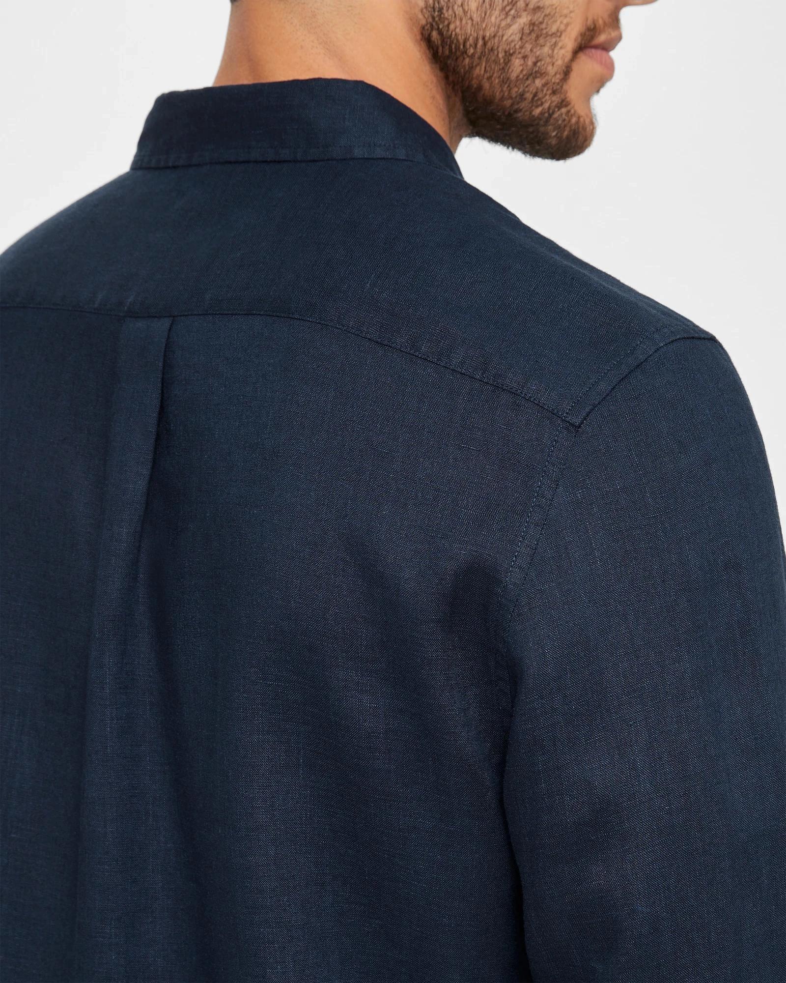 5 Target European Linen Long Sleeve Shirt NAVY BLUE, 5 of 5