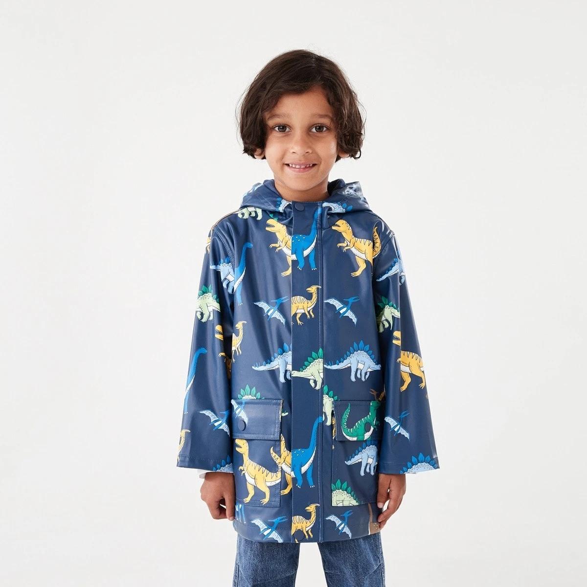 2 Printed Rain Jacket Blu Dino, 2 of 10