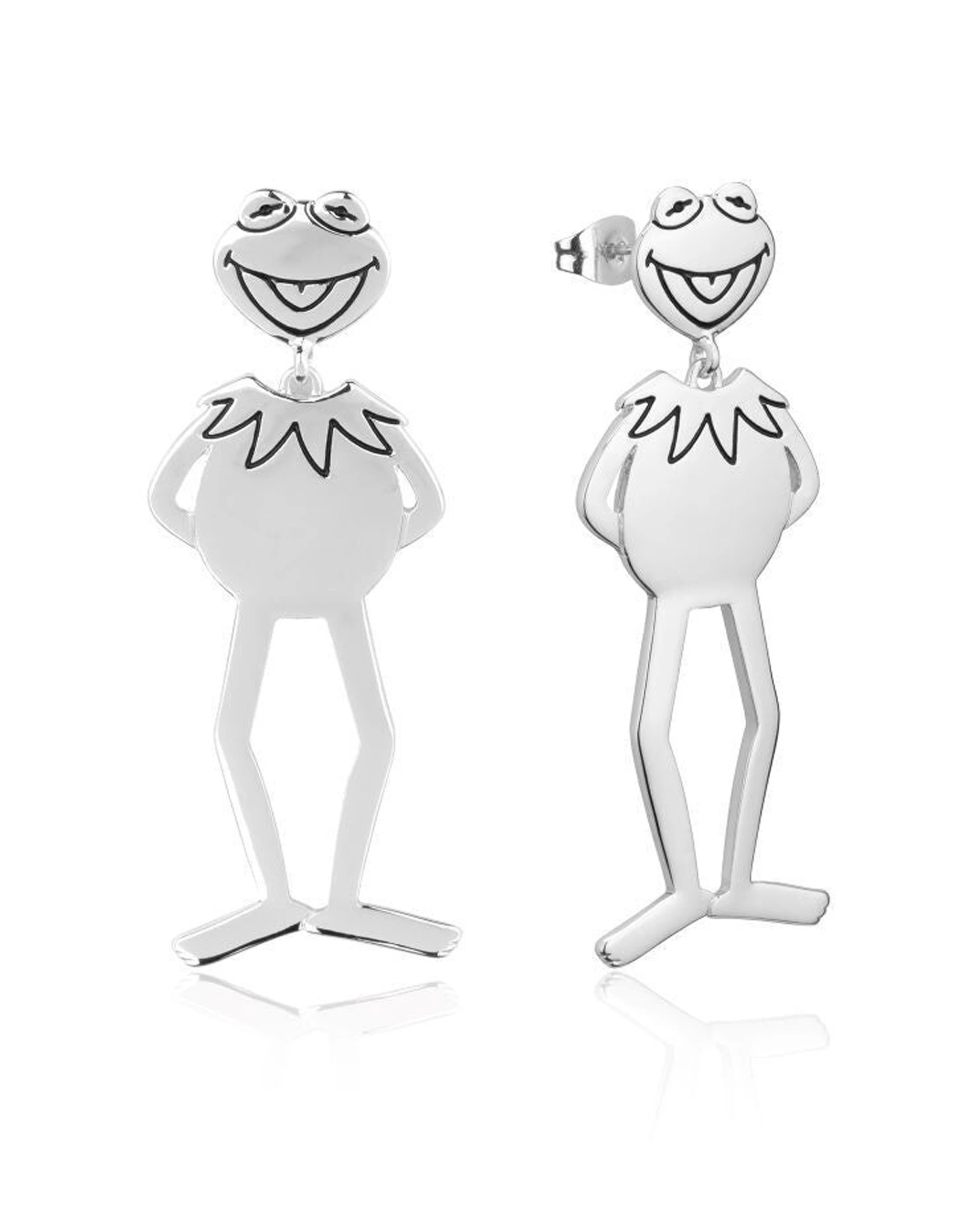 1 Couture Kingdom Disney the Muppets Kermit the Frog Drop Earrings 60mm - Silver, 1 of 2
