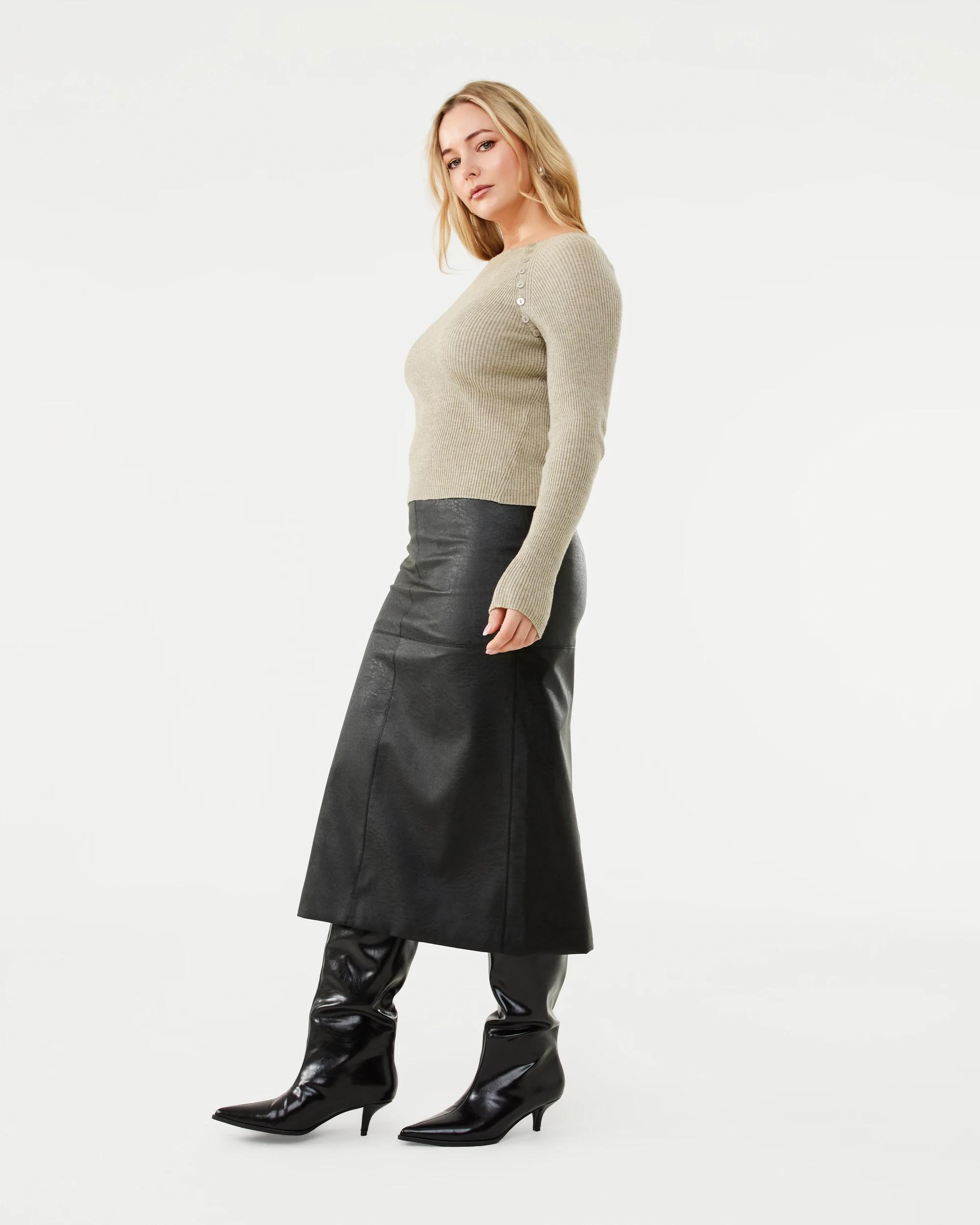 3 PU Pencil Skirt Black, 3 of 7
