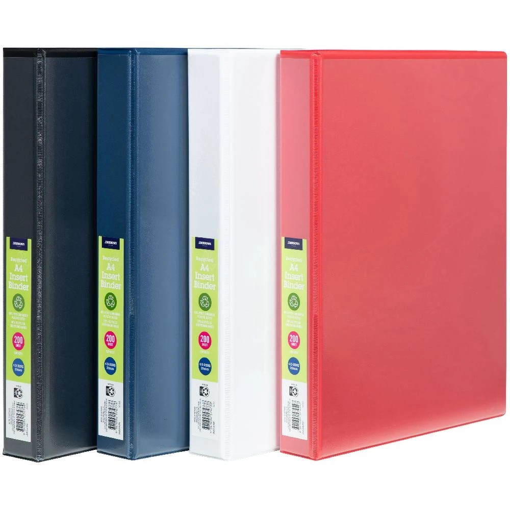 6 J.Burrows Insert Binder A4 4 D-Ring 25mm Red, 6 of 6