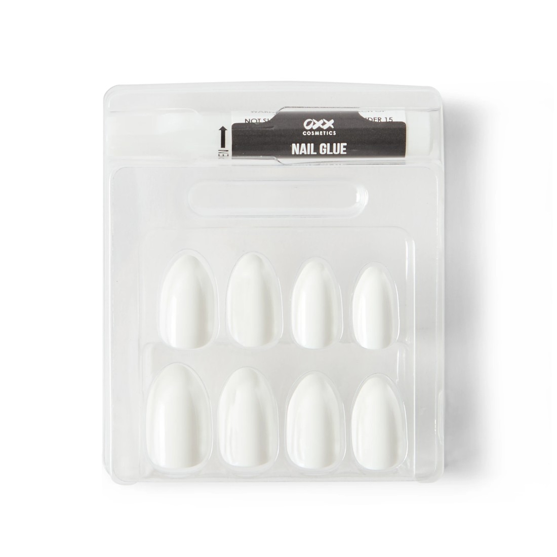 4 OXX Cosmetics 24 Pack Artificial Nails with Adhesive - Almond Shape, White Shiny, 4 of 4