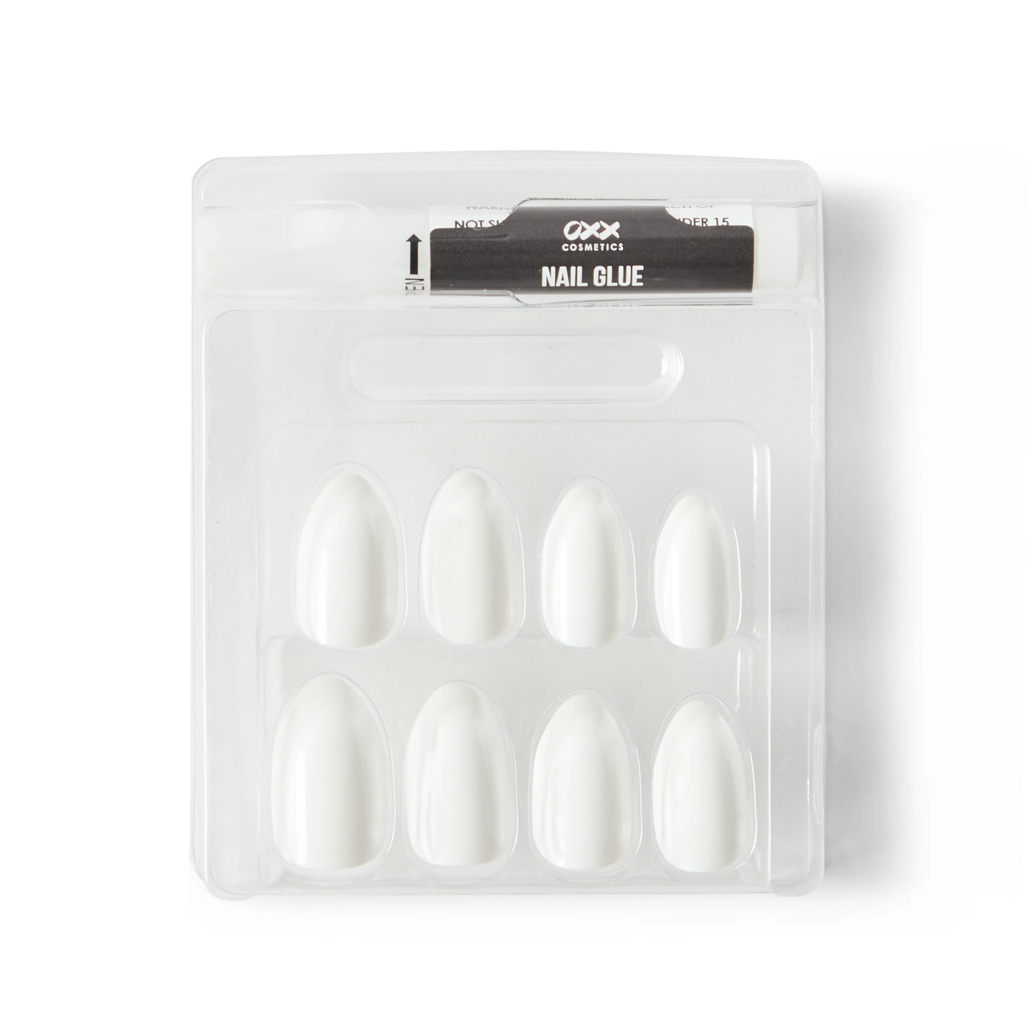 4 OXX Cosmetics 24 Pack Artificial Nails with Adhesive - Almond Shape, White Shiny, 4 of 4
