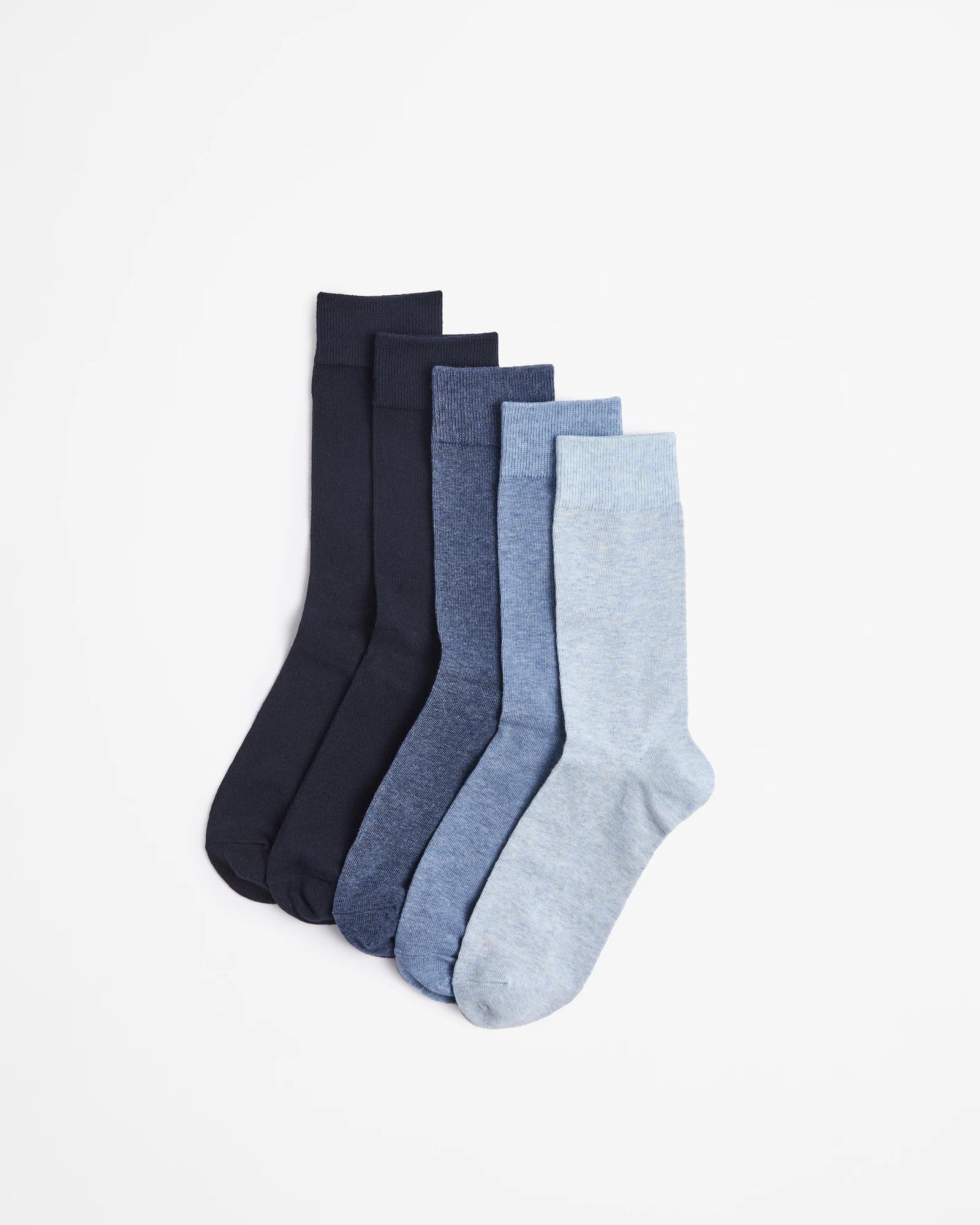 1 Australian Cotton Blend 5 Pack Business Crew Socks - Maxx BLUES PLAIN, 1 of 3