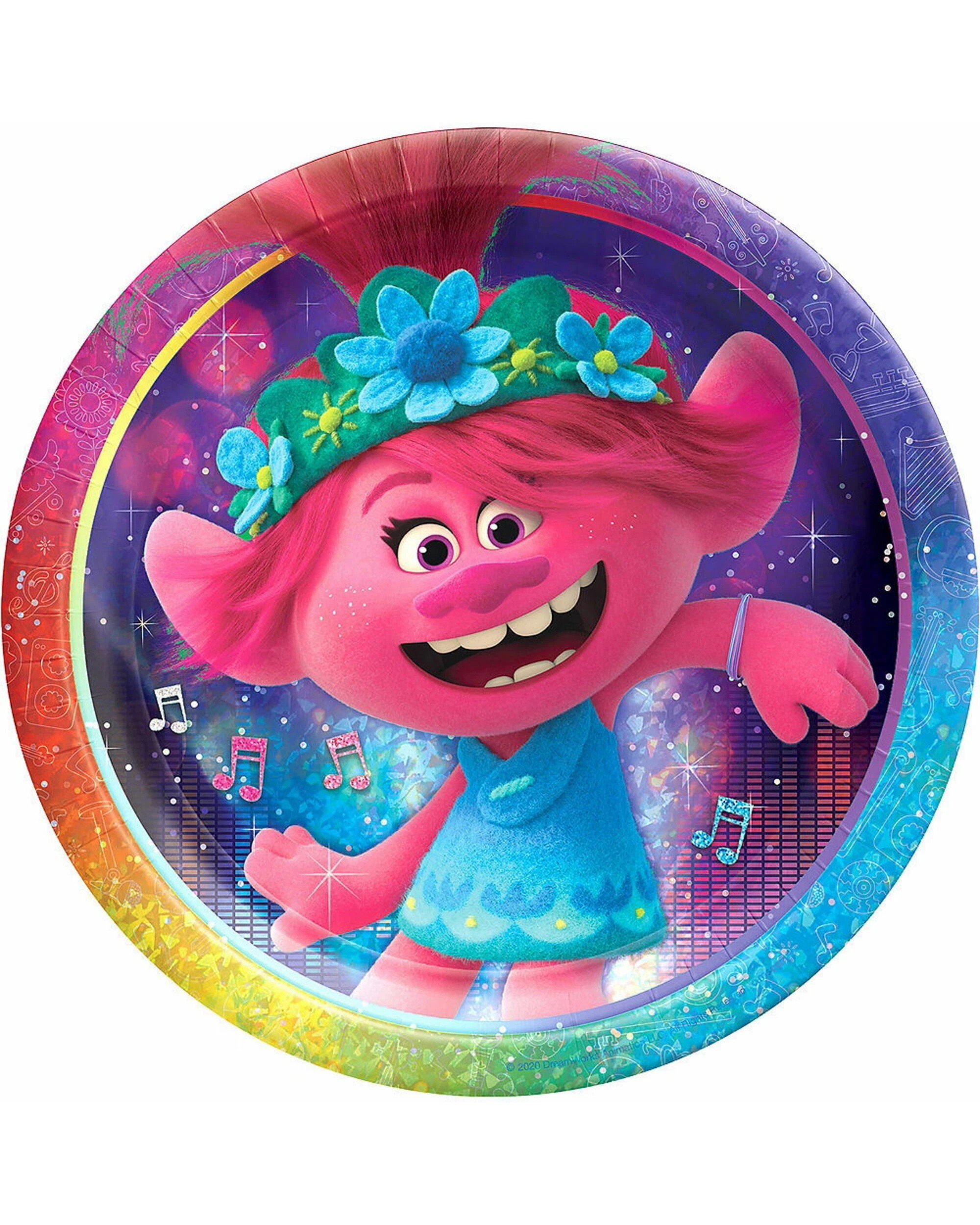 1 Amscan Trolls World Tour Large Paper Plates Pack of 8, 1 of 1