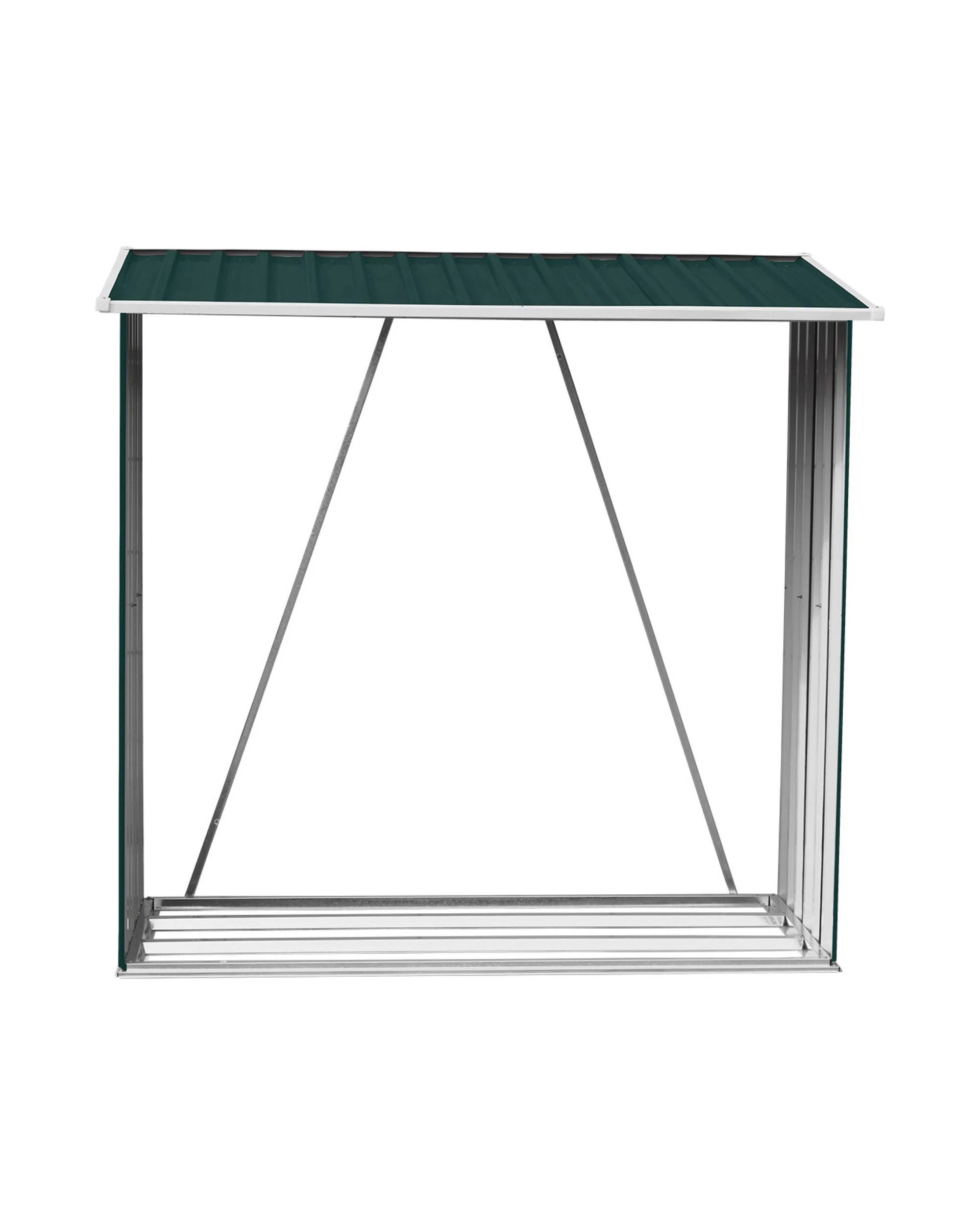 1 Wallaroo Galvanized Steel Fire Wood Storage Shed Lawn Tool Roof - Green, 1 of 6