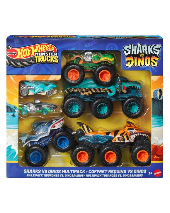 Mattel Hot Wheels Monster Trucks Sharks vs Dinos Multipack