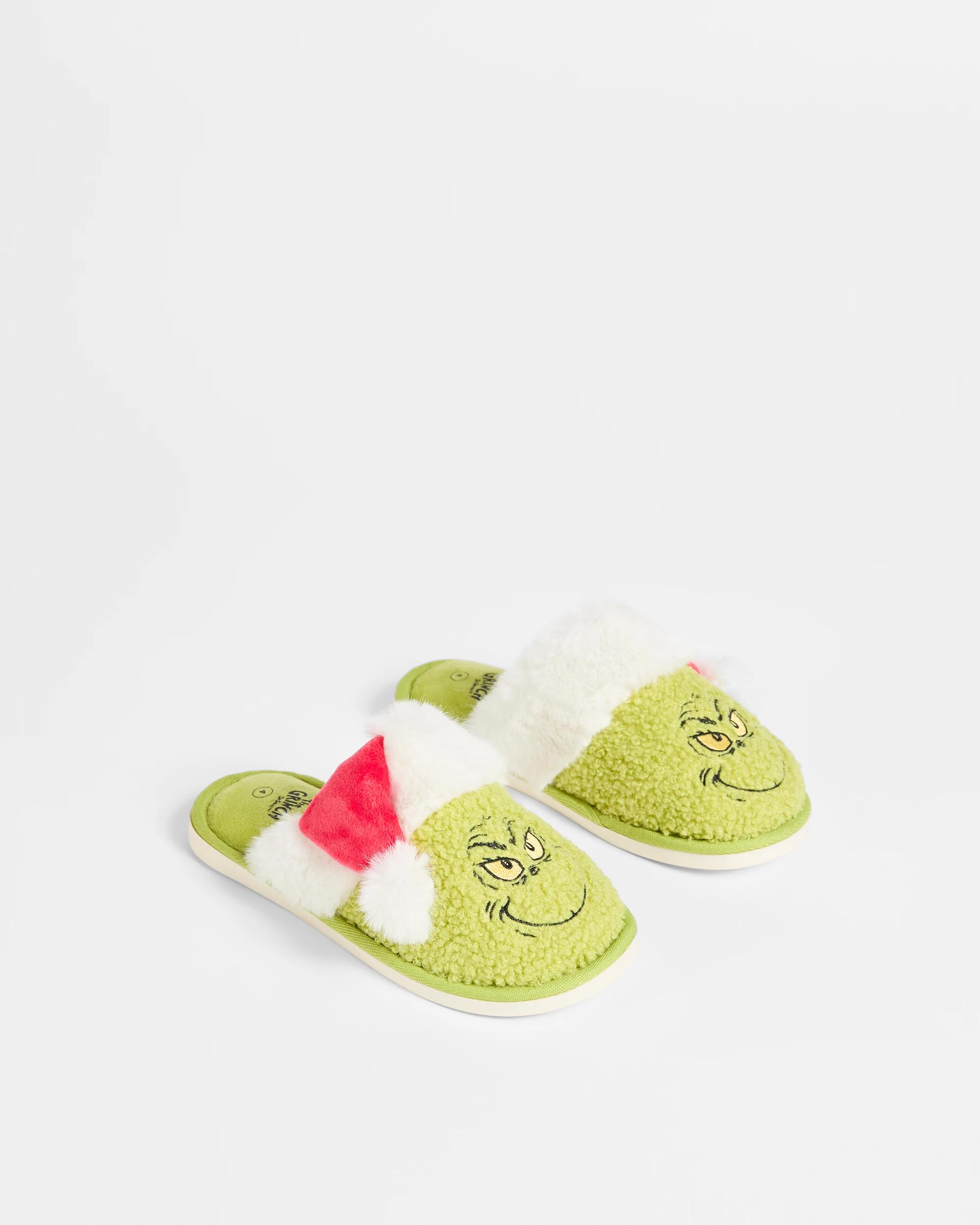 1 The Grinch Boys Senior Christmas Grinch Slipper Scuff GREEN, 1 of 3