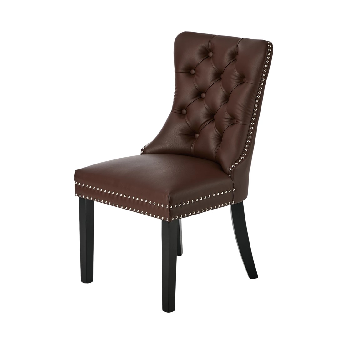 9 Oikiture 4x Dining Chairs Upholstered French Provincial Tufted PU Leather - Brown, 9 of 10