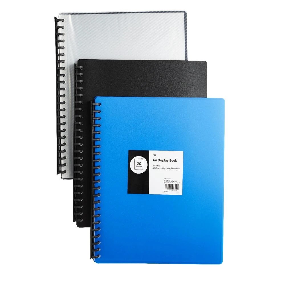 4 Keji Display Book A4 20 Pocket Refillable Light Weight Black, 4 of 4