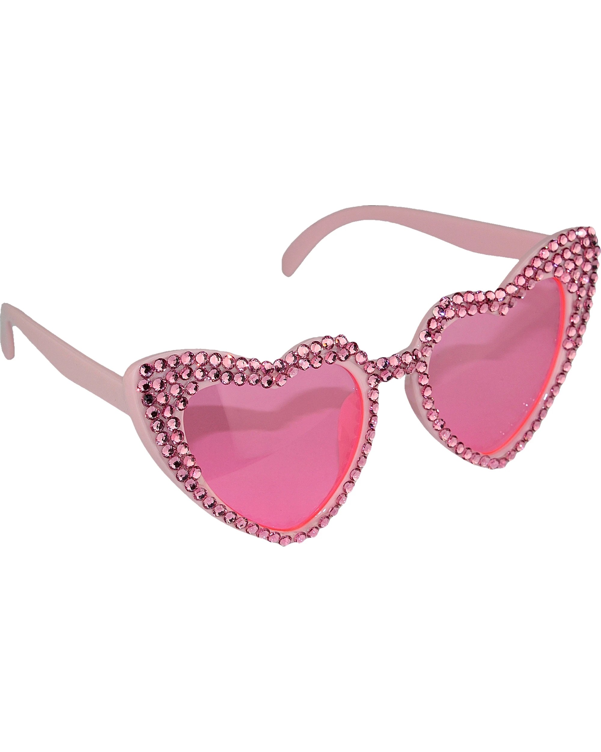 2 Partyrama Pink Diamante Heart Party Glasses - Pink, 2 of 3