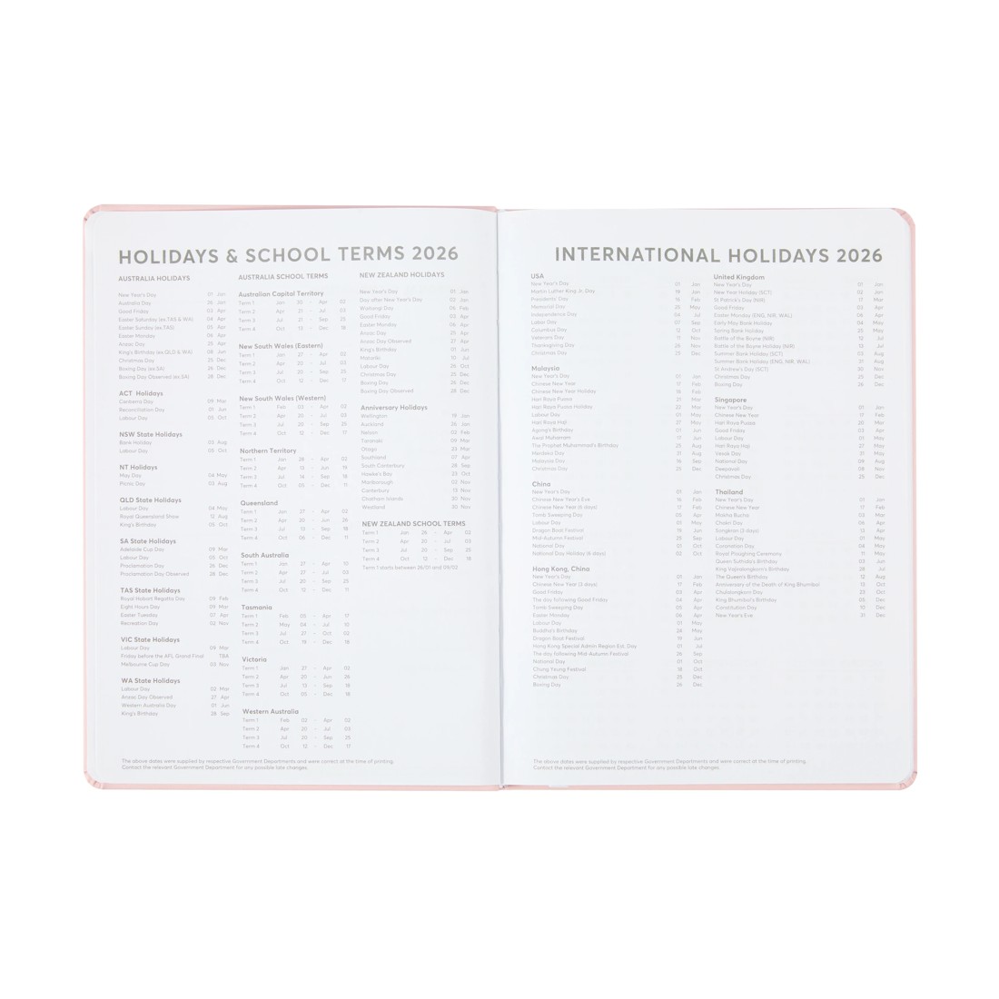 6 2026 Weekly Diary - Pink, 6 of 8