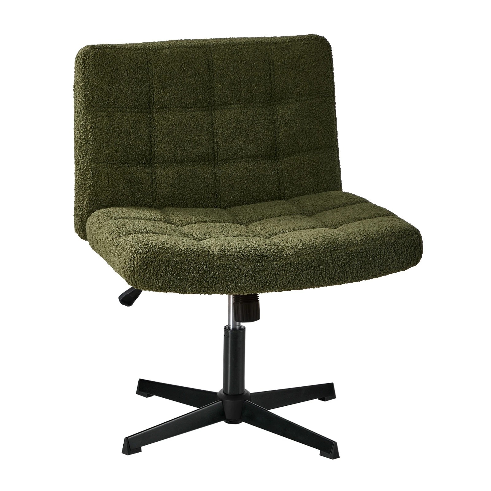 1 Oikiture Mid Back Armless Office Desk Chair Wide Seat Boucle No Wheels - Green, 1 of 7