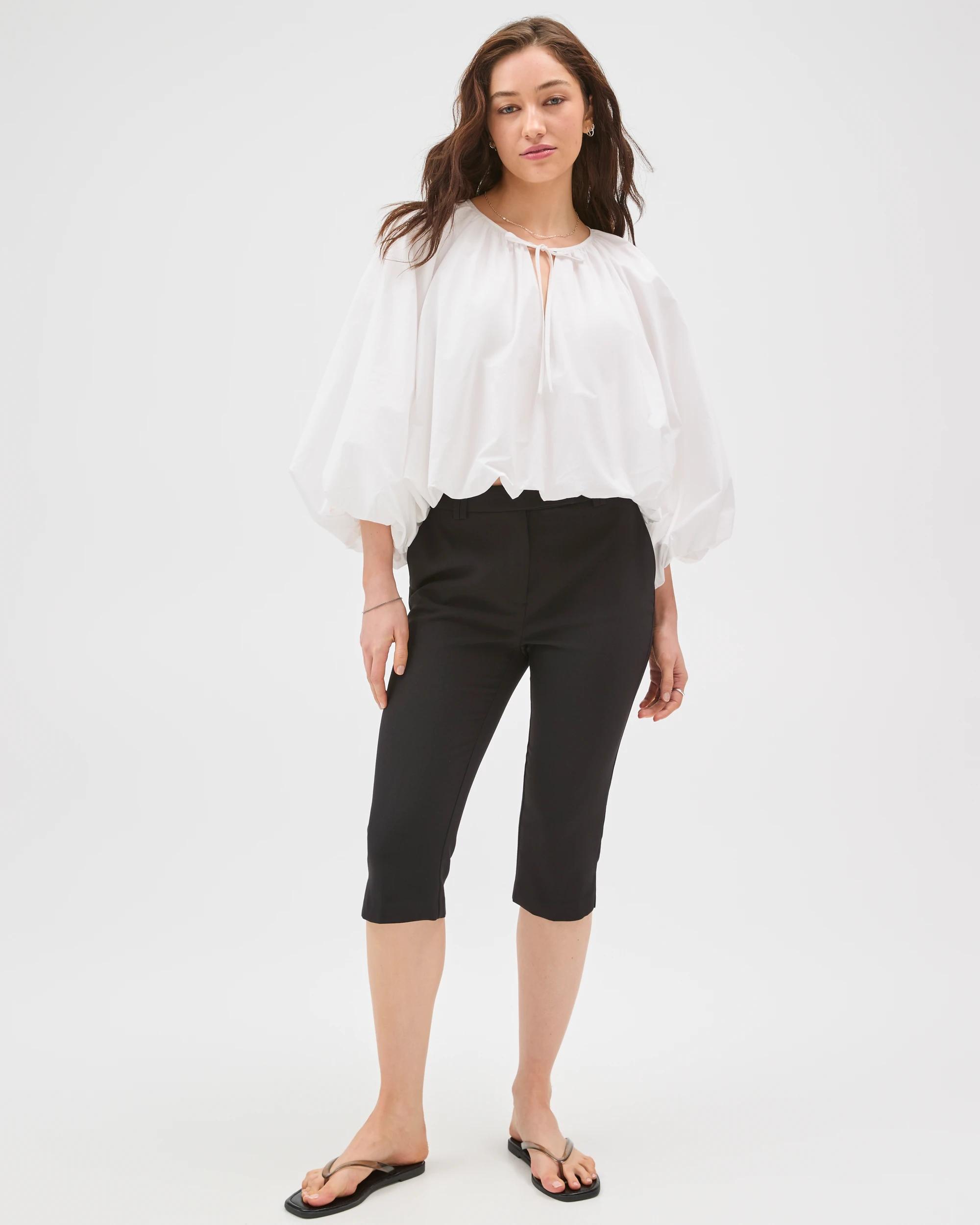 1 Lily Loves Long Balloon Sleeve Top WHITE, 1 of 6