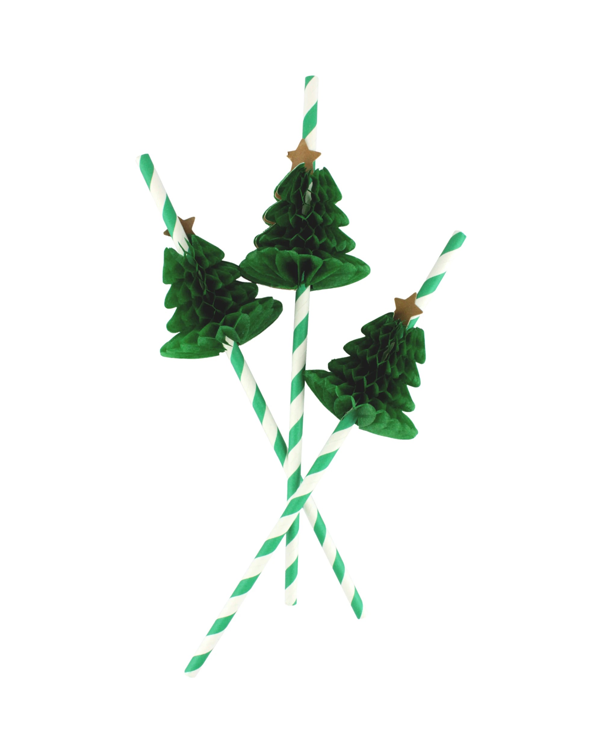 2 Party Maker Christmas Tree Honeycomb Straws Pack of 10 - Green, 2 of 3