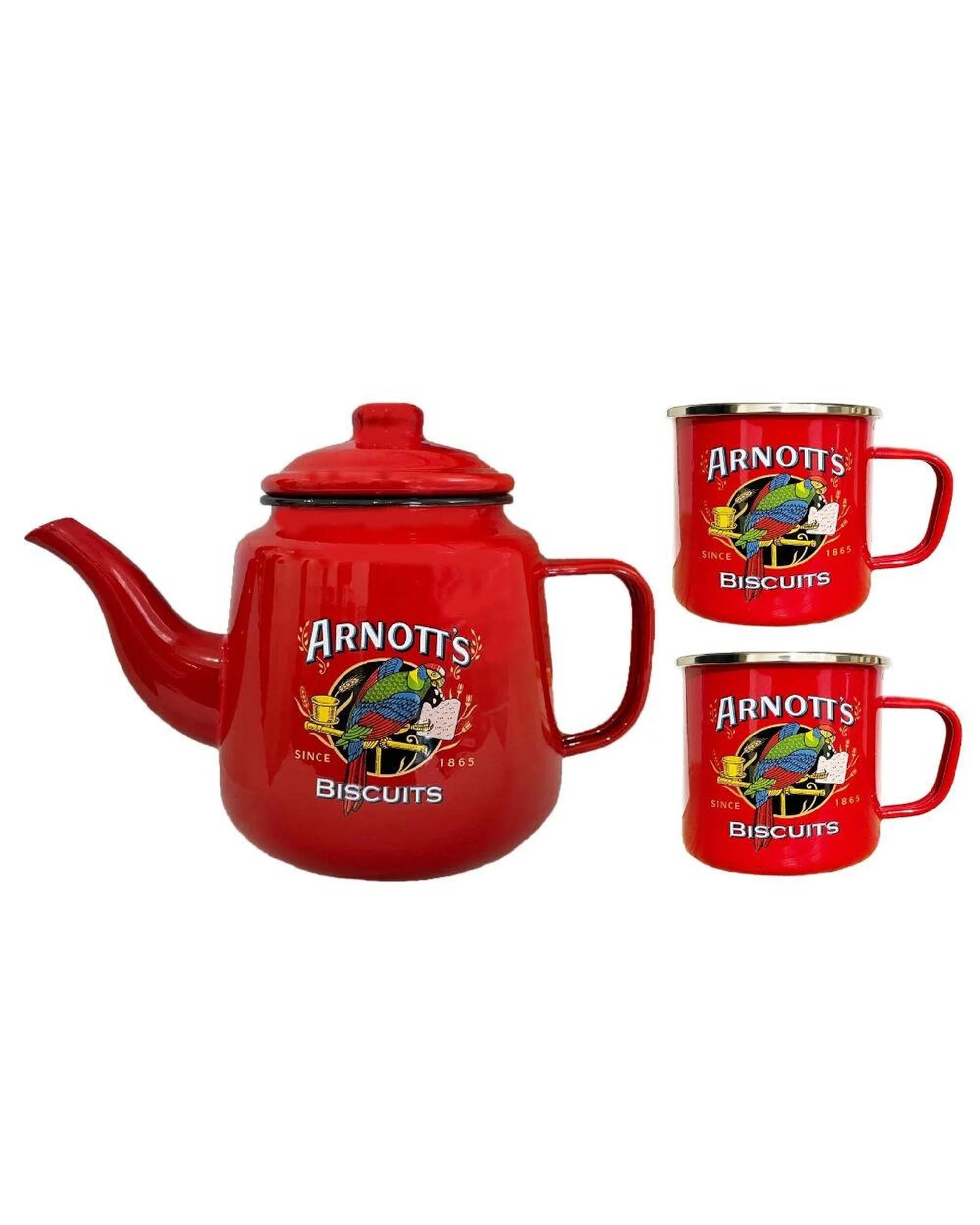 1 Rojo Arnotts Enamel Teapot 1.4L & Arnotts Enamel 450ml Mug Set of 2 - Red, 1 of 1