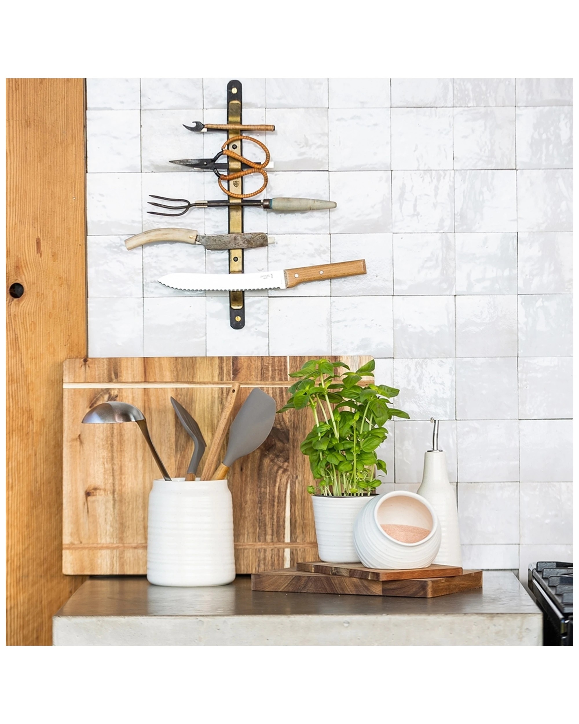 2 Ecology Ottawa Stoneware Rustic Utensil Holder/storage/organiser 16cm - Calico - Natural, 2 of 4