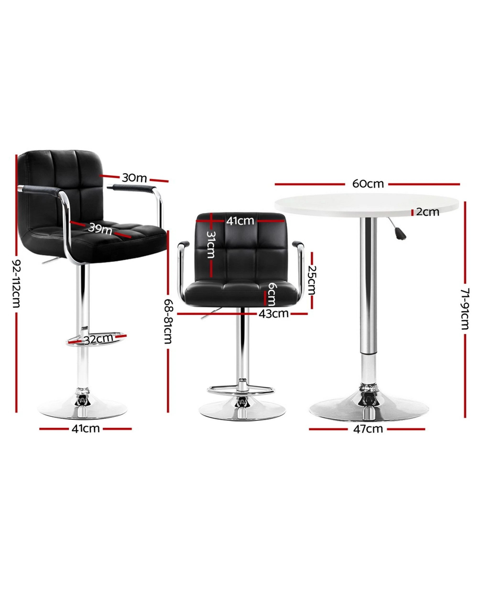 2 Artiss Bar Table and Stools Set Dining Desk Kitchen Chairs Cafe Pub - Multi, 2 of 6