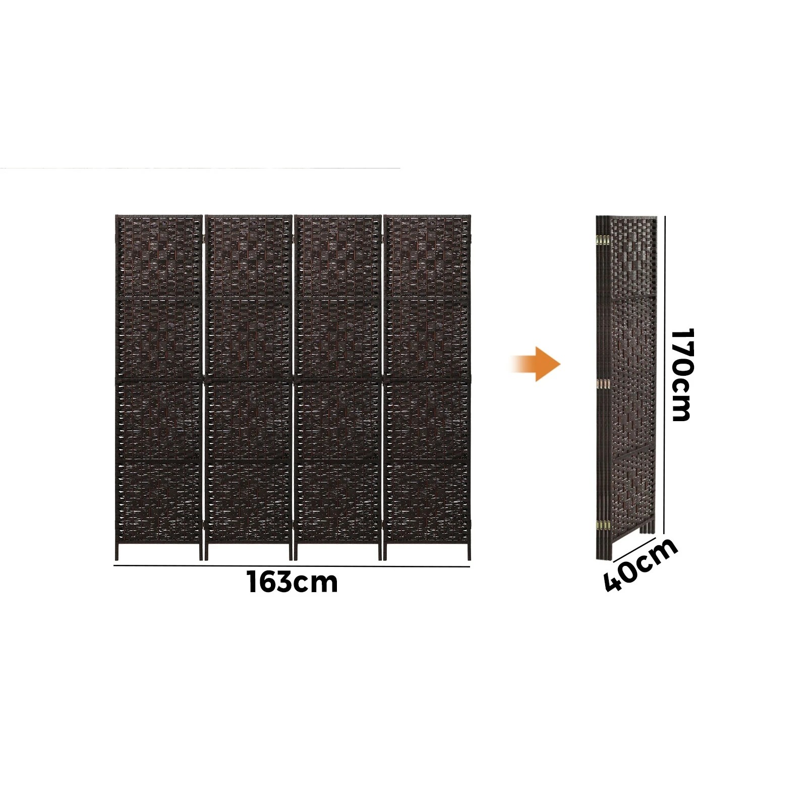 2 Oikiture 4 Panel Room Divider Screen Privacy Dividers - Brown, 2 of 8