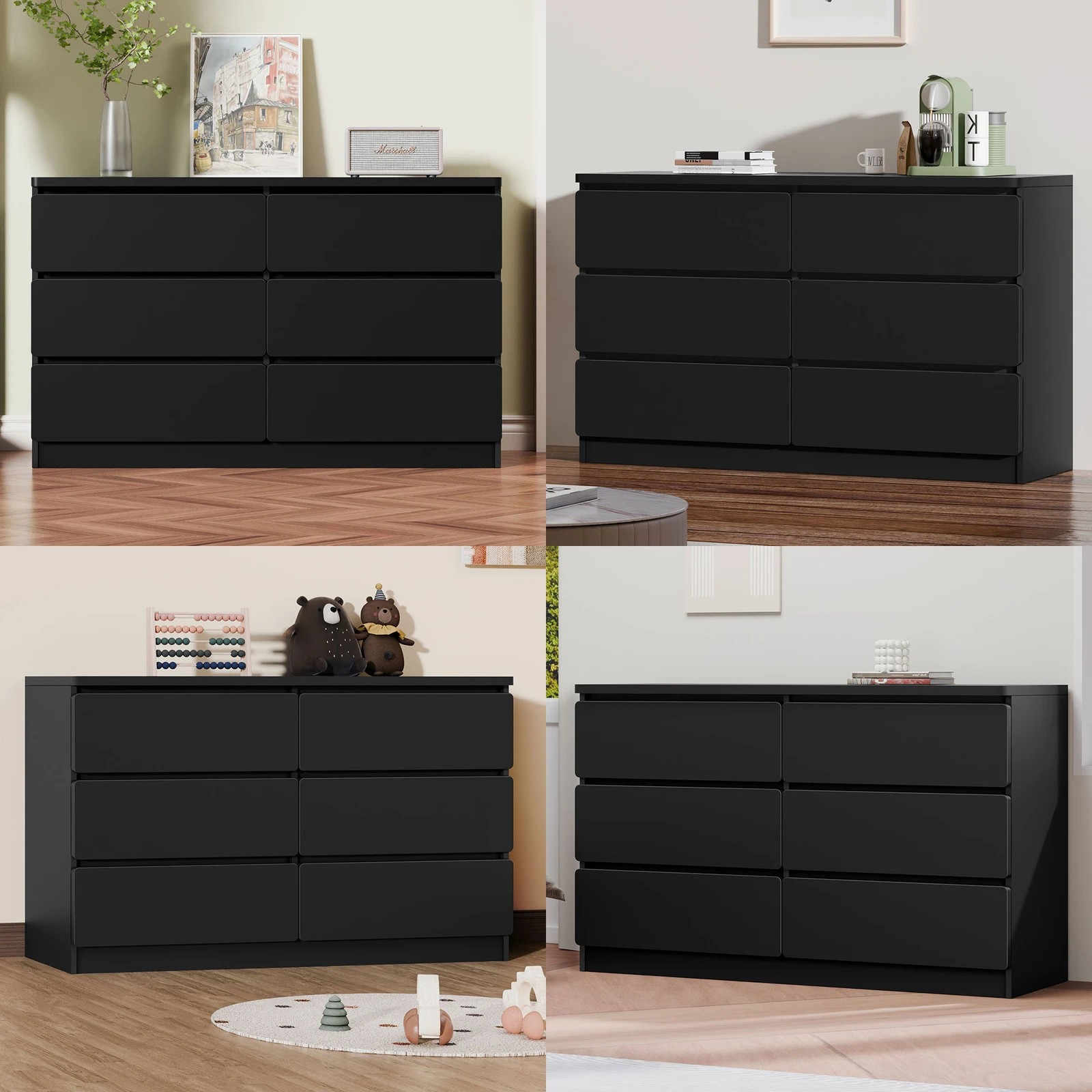 4 Alfordson 6 Chest of Drawers Minimalist Storage Cabinet Dresser - Black, 4 of 10