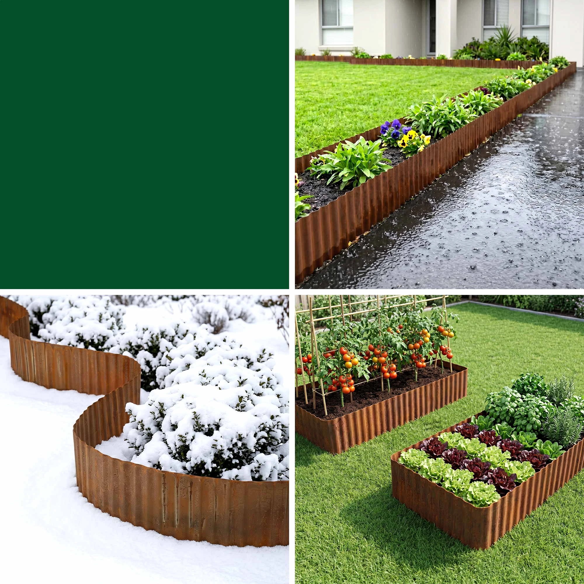 5 Green Fingers Garden Edging 10ft Metal Flexible Garden Border Corrugated Steel Lawn Edging - Red, 5 of 9