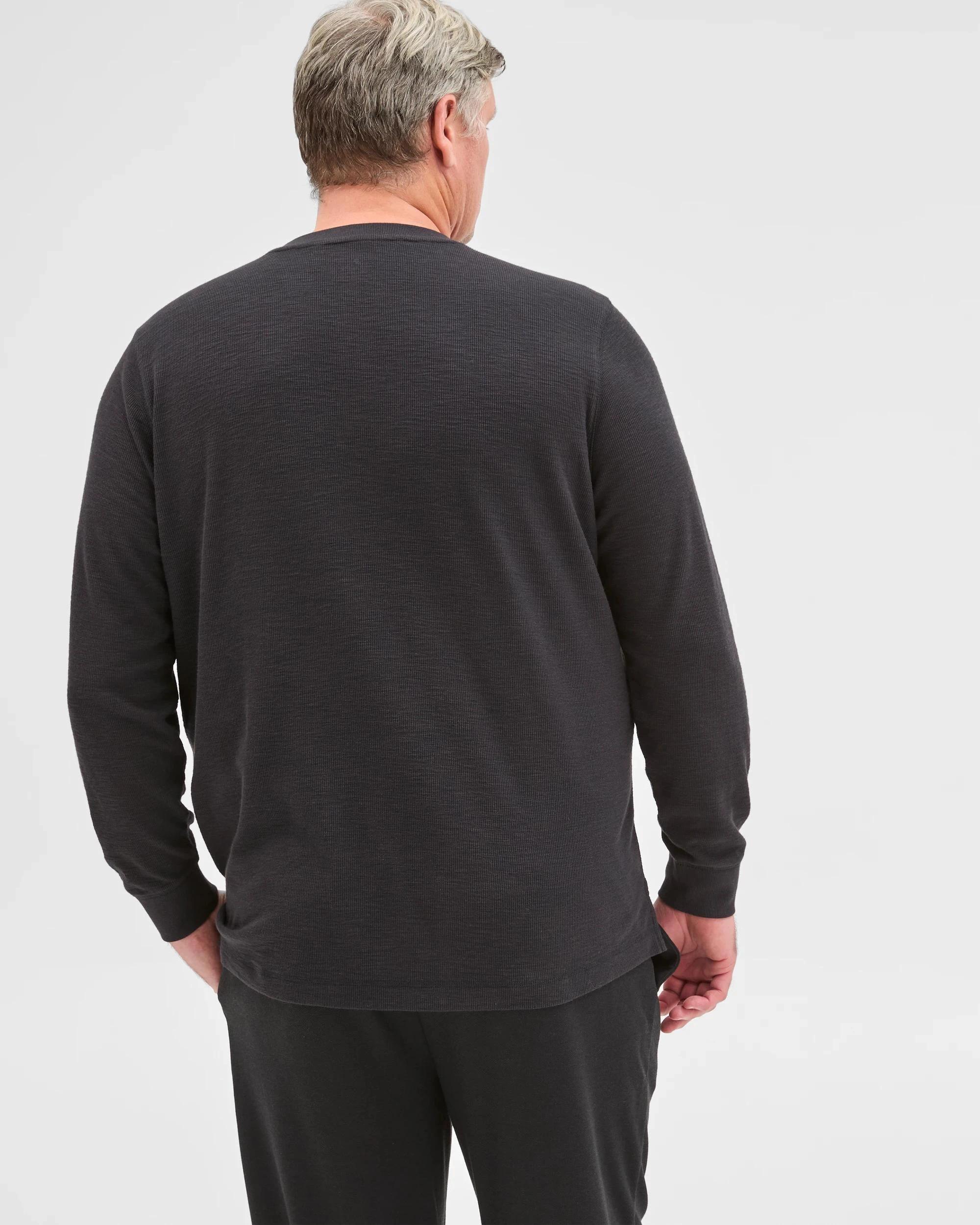 5 Target Man Plus Plus Size Australian Cotton Long Sleeve Waffle Henley T-Shirt BLACK MARLE, 5 of 5