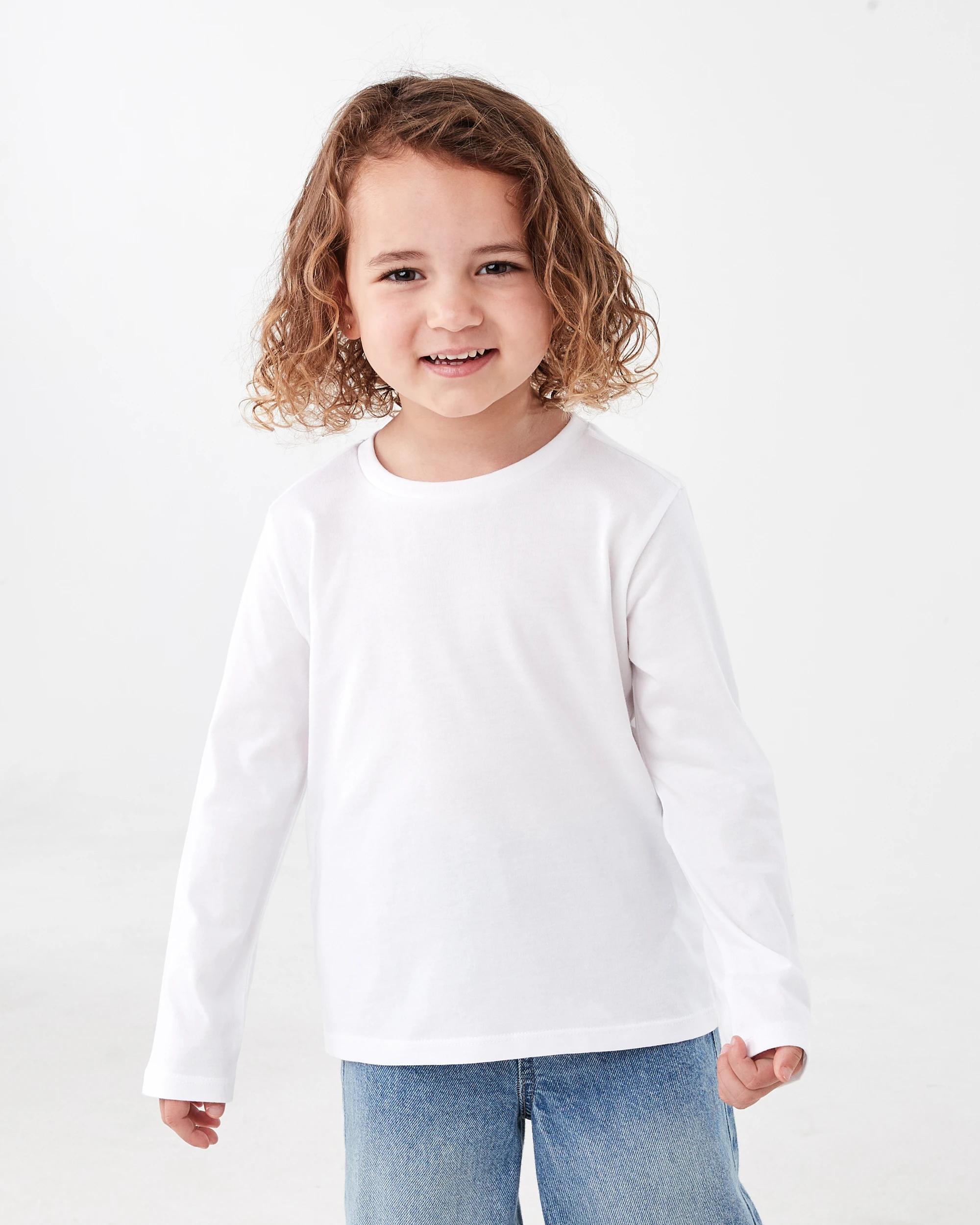 1 Long Sleeve Plain T-shirt White, 1 of 6