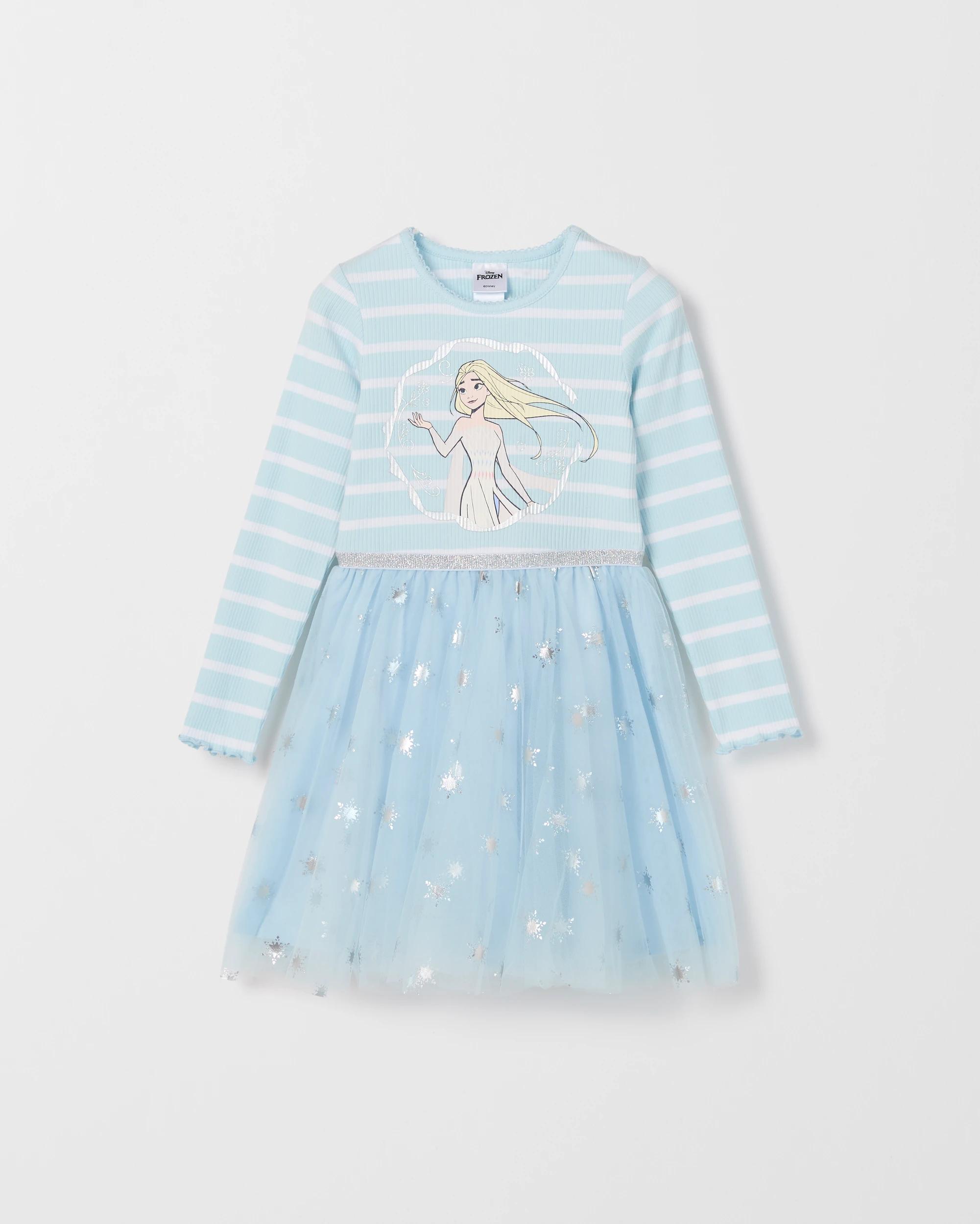 4 Disney Frozen Australian Cotton Knit/Tulle Dress FROZEN BLUE, 4 of 5