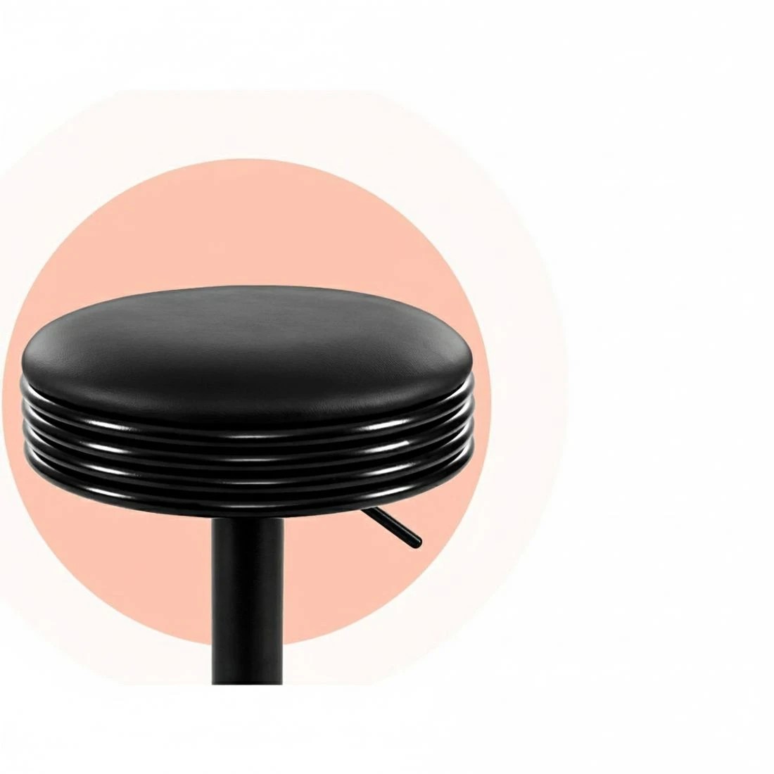 6 Artiss 2x Bar Stools Leather Padded Gas Lift - Black, 6 of 6