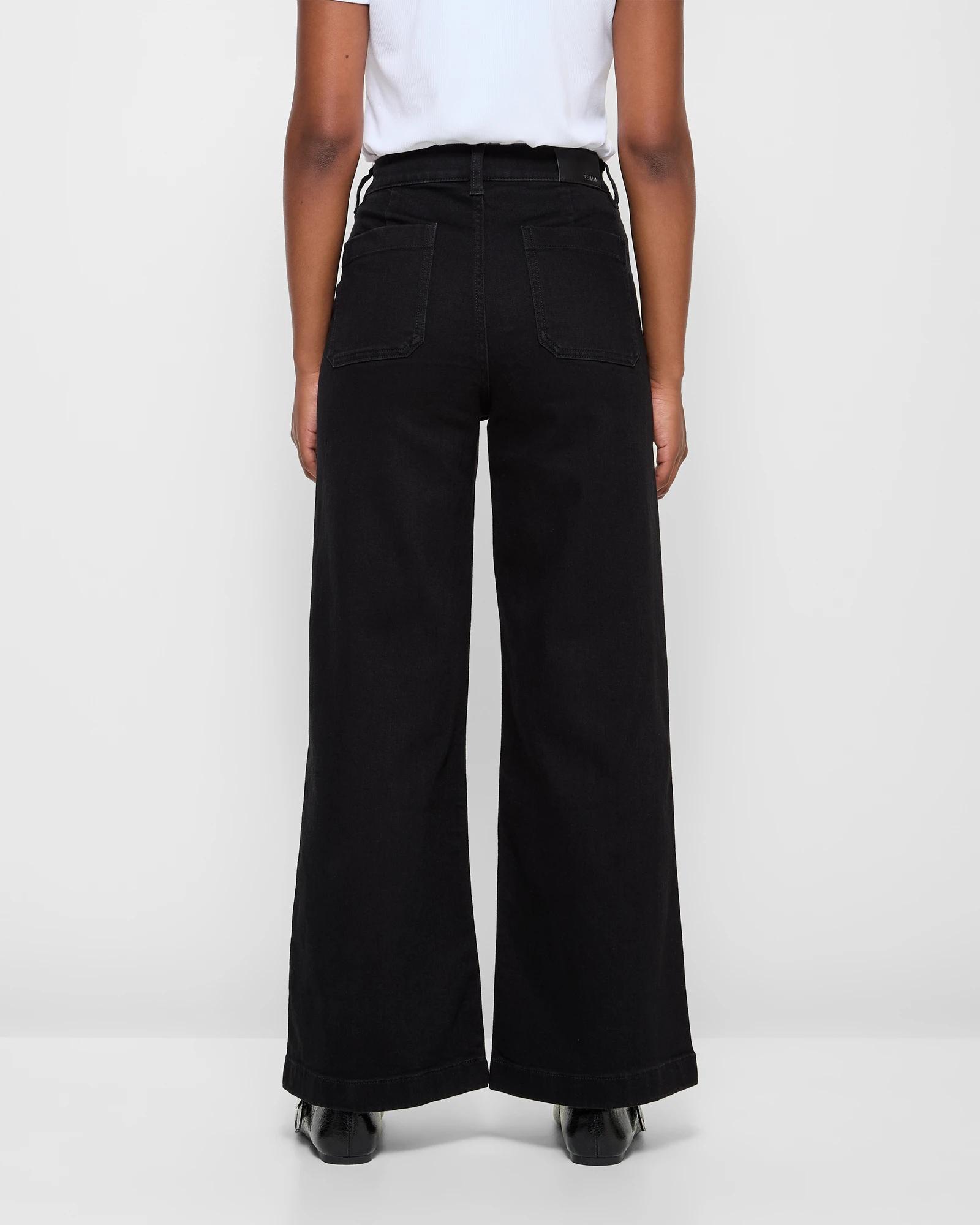 2 Target Petites Full Length Wide Leg Denim Jeans - Mila BLACK, 2 of 6